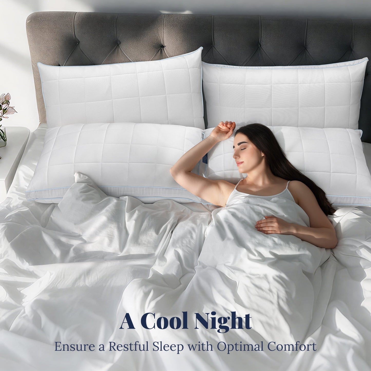 Hotel Collection Cooling Adjustable Pillow, Luxury Queen Size Bed Pillows Hotel Collection - Soft Firm Pillows for bed - Orthopedic Shredded Foam Bed Pillow Set Detail