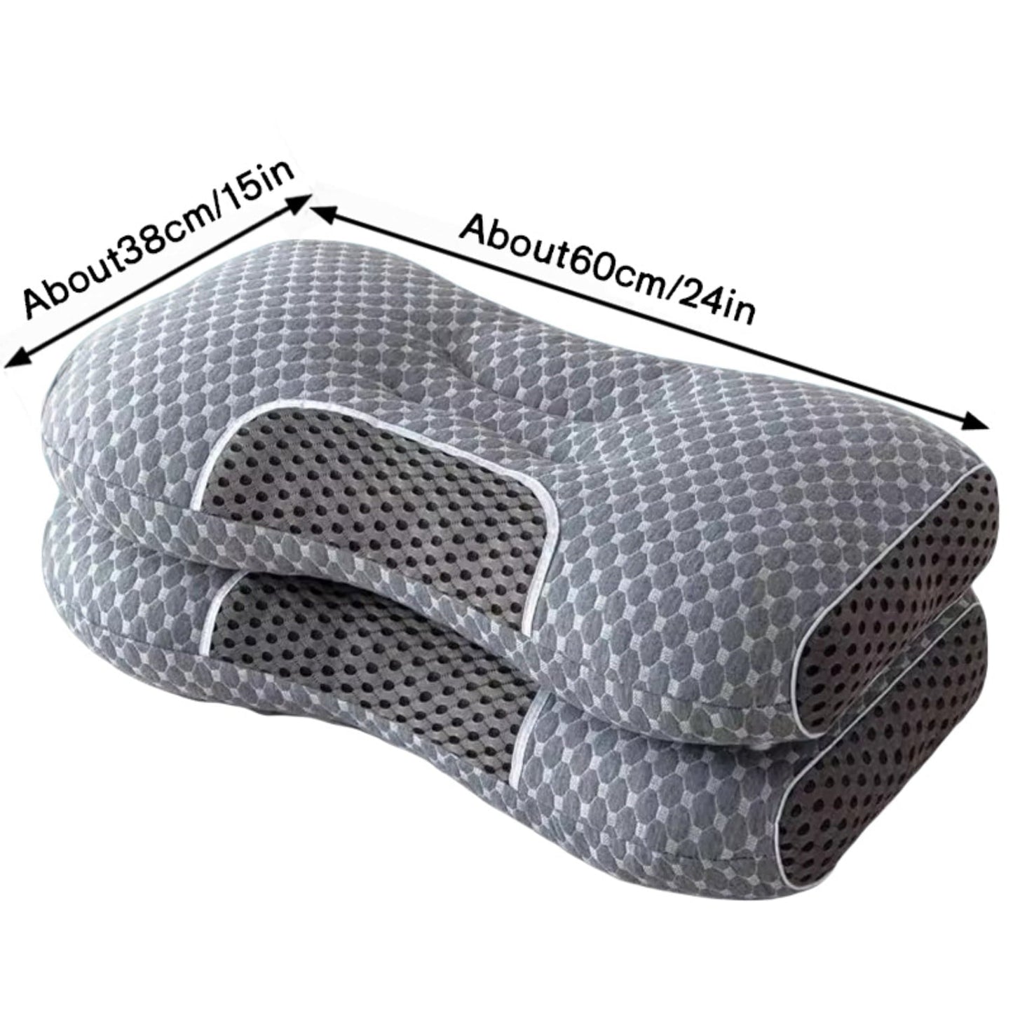 Decorative Plump 2-Piece Set - 24"x15" Gray Bed for Back, Side, Stomach Sleepers - Hotel Quality Plush Sleeping Pillows Detail