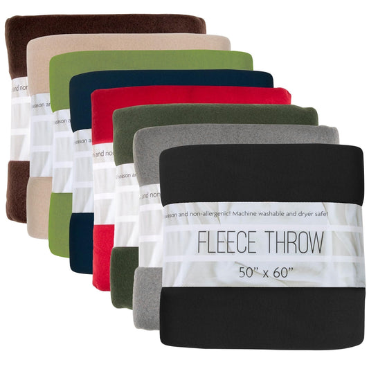 Lightweight Warm 24 pack Trail maker 60”L x 50”W Solid Color Hypoallergenic Fleece Throw Blankets in Assorted Colors - Super Soft Reversible Sherpa Flannel Blanket - Default Title