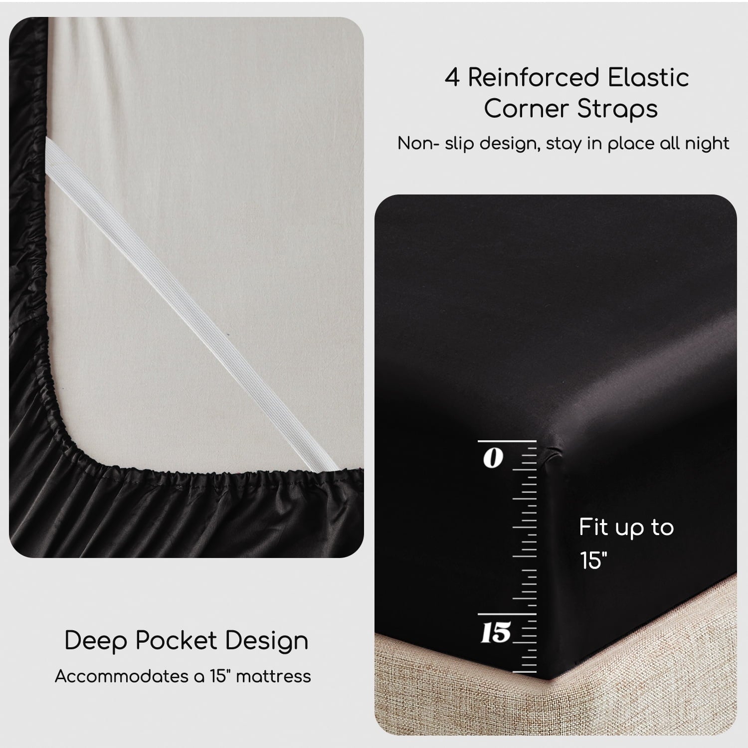 Wrinkle-Resistant Set Queen 4 Pcs, Silky Elegant Luxurious Queen Size Bed s, with Flat , Deep Pocket Fitted for Mattress and Matching P... - Premium Ultra-Soft Pillowcase Pair for Sleeping Detail