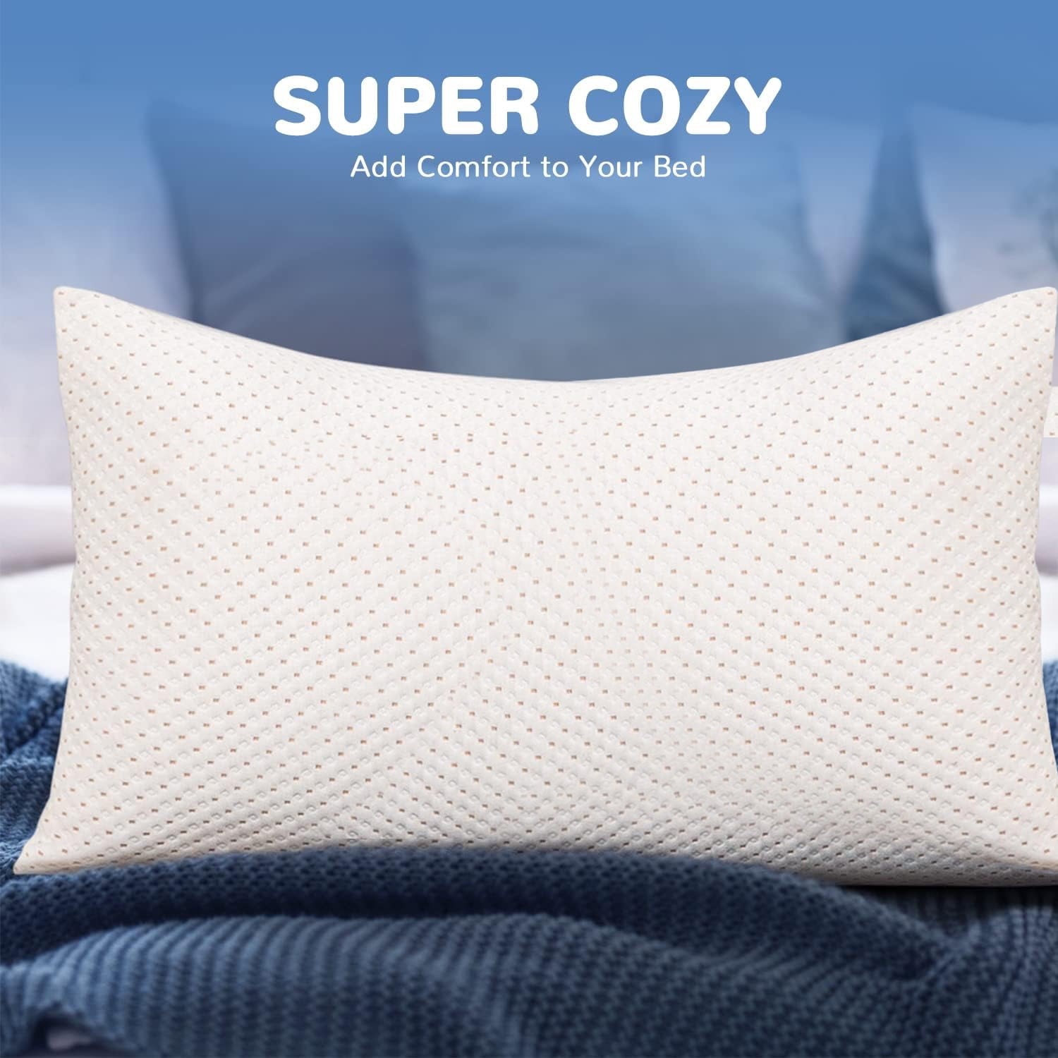 Decorative Plump Cooling Bed Pillows for Sleeping, King Size Pillow Set of 2, 3D Shredded Memory Foam with Zippered Cooling Covers - Ergonomic Memory Foam Pillow for Neck Pain Support Detail