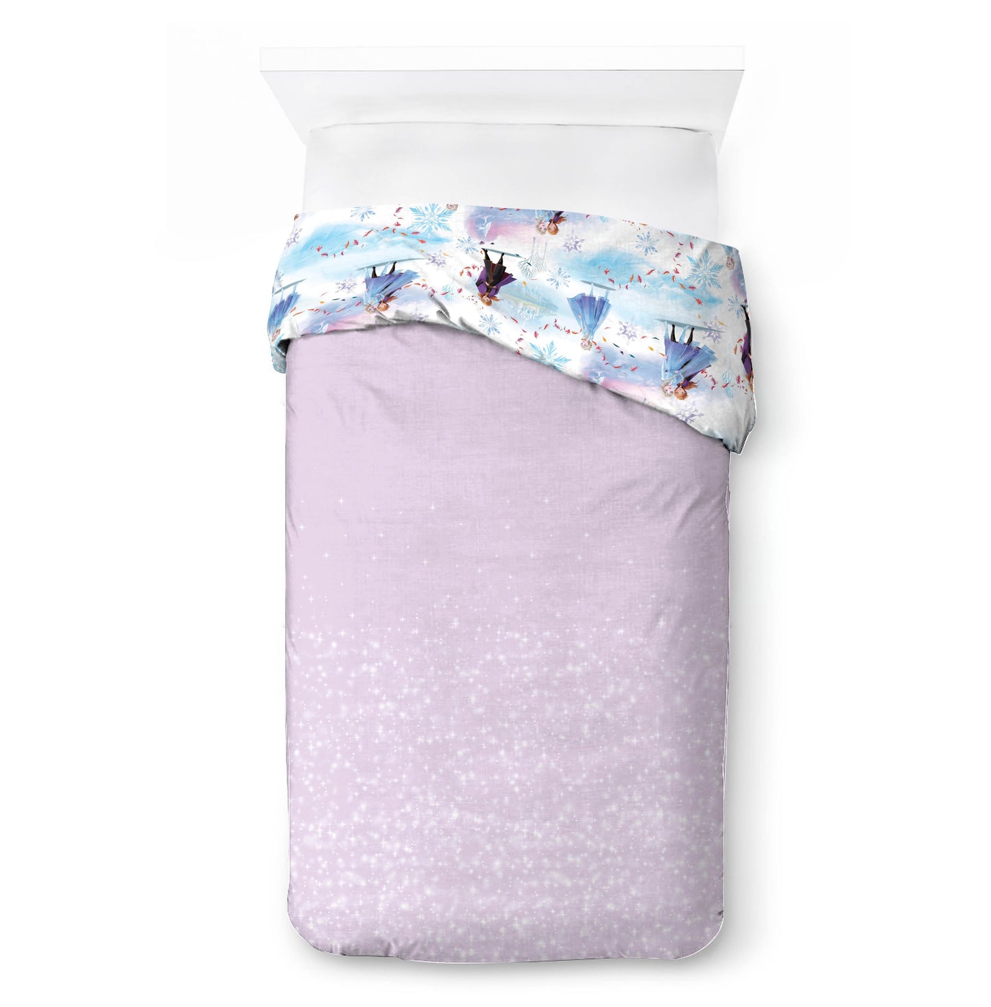 Fluffy Down Alternative Frozen Winter Frost Adventures 2-Piece Twin/Full Reversible Comforter Set, Polyester Microfiber, Blue & Purple - Cloud-Like Soft Lightweight Bed Comforter Detail