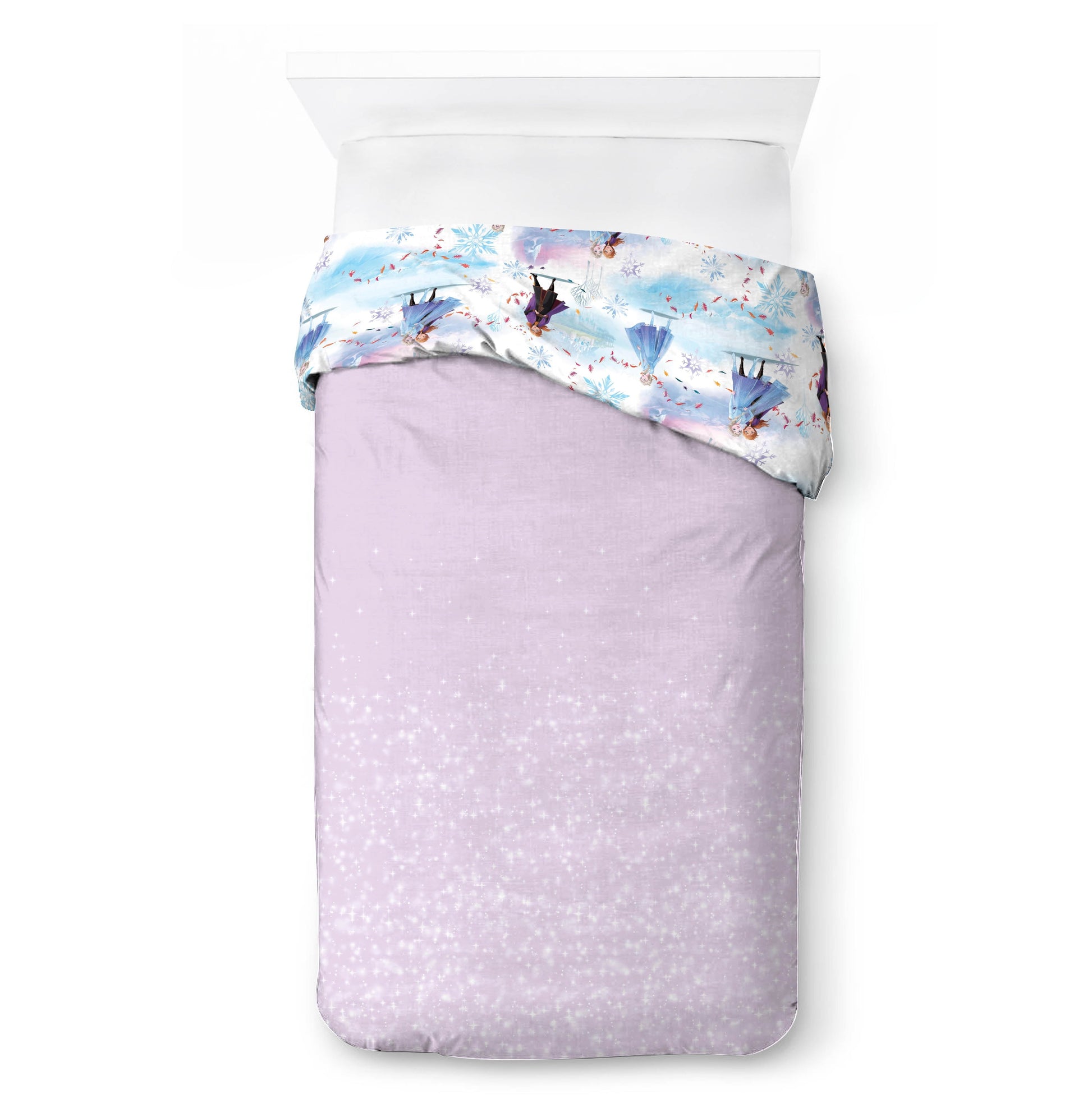 Fluffy Down Alternative Frozen Winter Frost Adventures 2-Piece Twin/Full Reversible Comforter Set, Polyester Microfiber, Blue & Purple - Cloud-Like Soft Lightweight Bed Comforter Detail