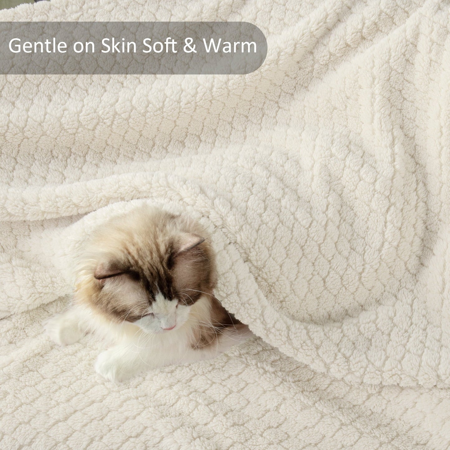 Decorative Knitted Fleece Throw Blanket for Couch, Super Soft Jacquard Bed Blanket, Lightweight Fuzzy Warm for All Seasons, 50x60 Inches... - Super Soft Reversible Sherpa Flannel Blanket Detail