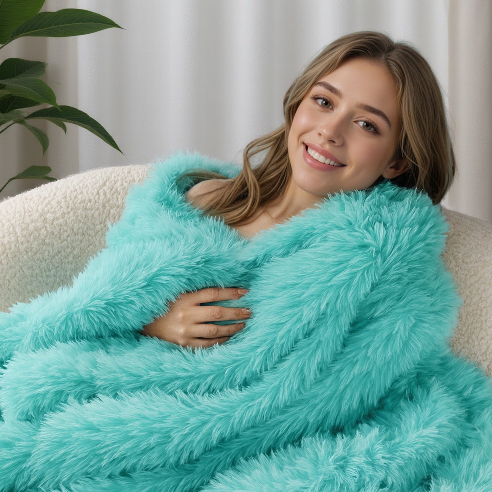 Cozy Fleece Fuzzy Faux Fur Throw Blanket, Reversible Shaggy Sherpa Fleece Blankets,Fluffy Plush Warm Throws for Couch, Bed, 50x60... - Lightweight Plush Warm Blanket for All Seasons Detail