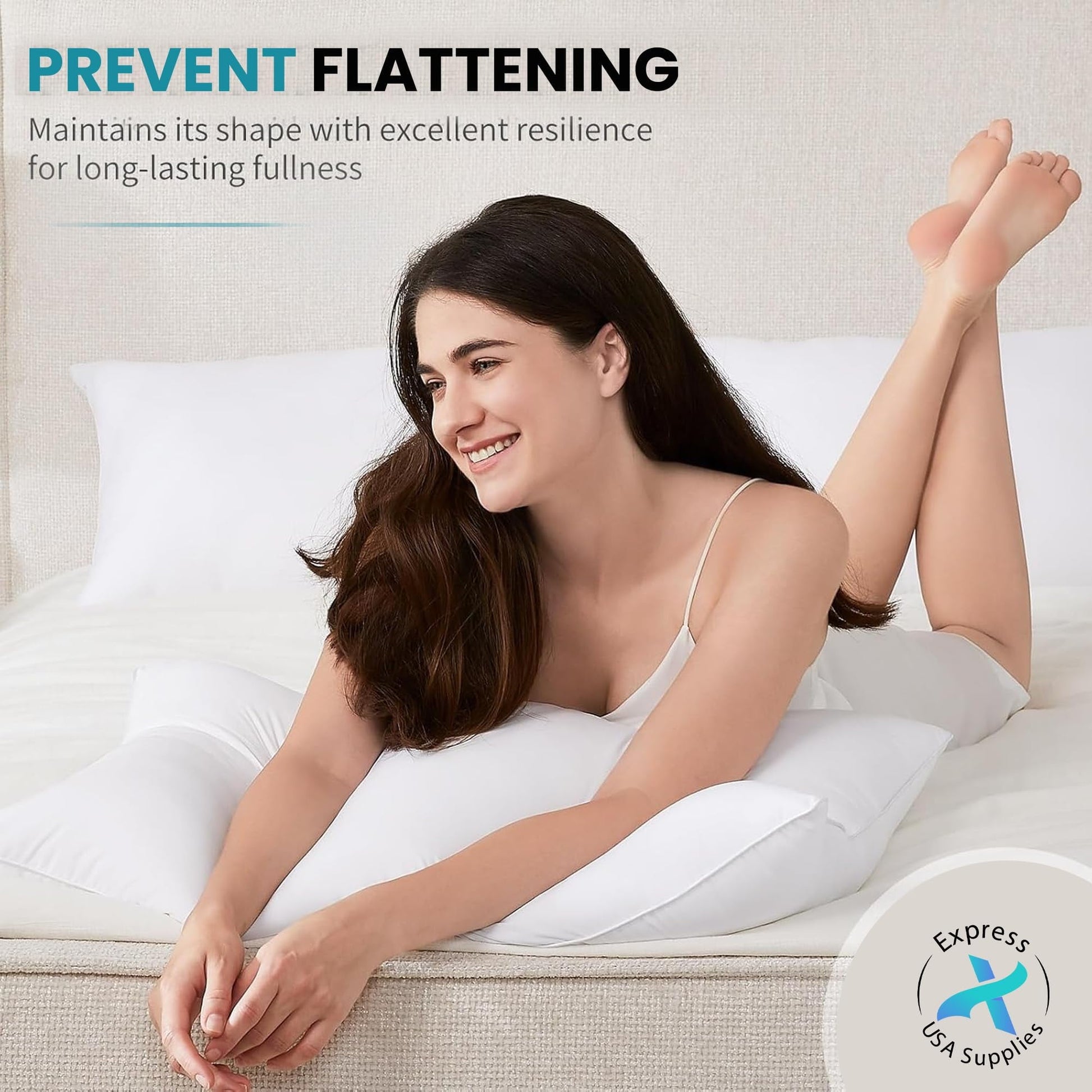 Fluffy Shredded 2-Pack Standard Bed Pillows – Soft, Breathable & Hypoallergenic for Better Sleep - Decorative Throw Pillow Cushion for Sofa & Bed Detail
