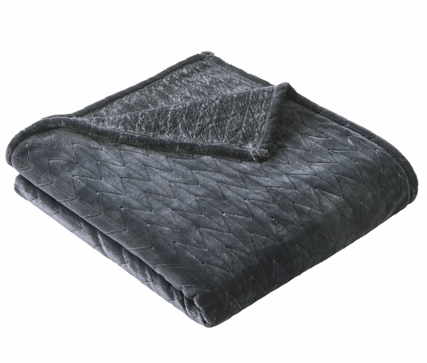 Cozy Fleece Textured Velvet Plush Soft Fleece Throw Blanket, Oversized, Greystone - Luxury Knitted Decorative Throw Blanket with Fringes Detail