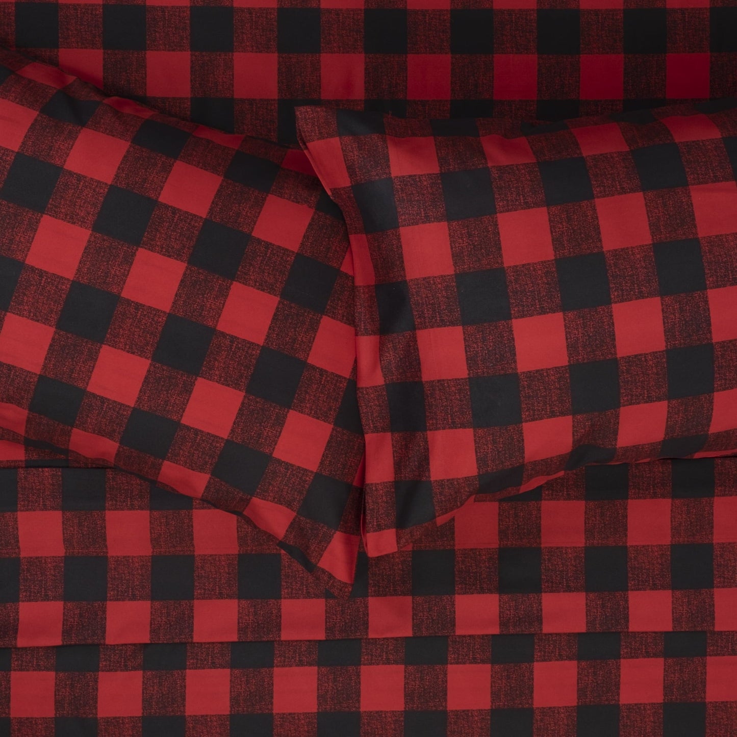 Breathable Luxury Buffalo Plaid Black and Red 4 Piece Bed Sheet Set - Twin - Luxury Bed Sheet Set with Deep Pockets Detail