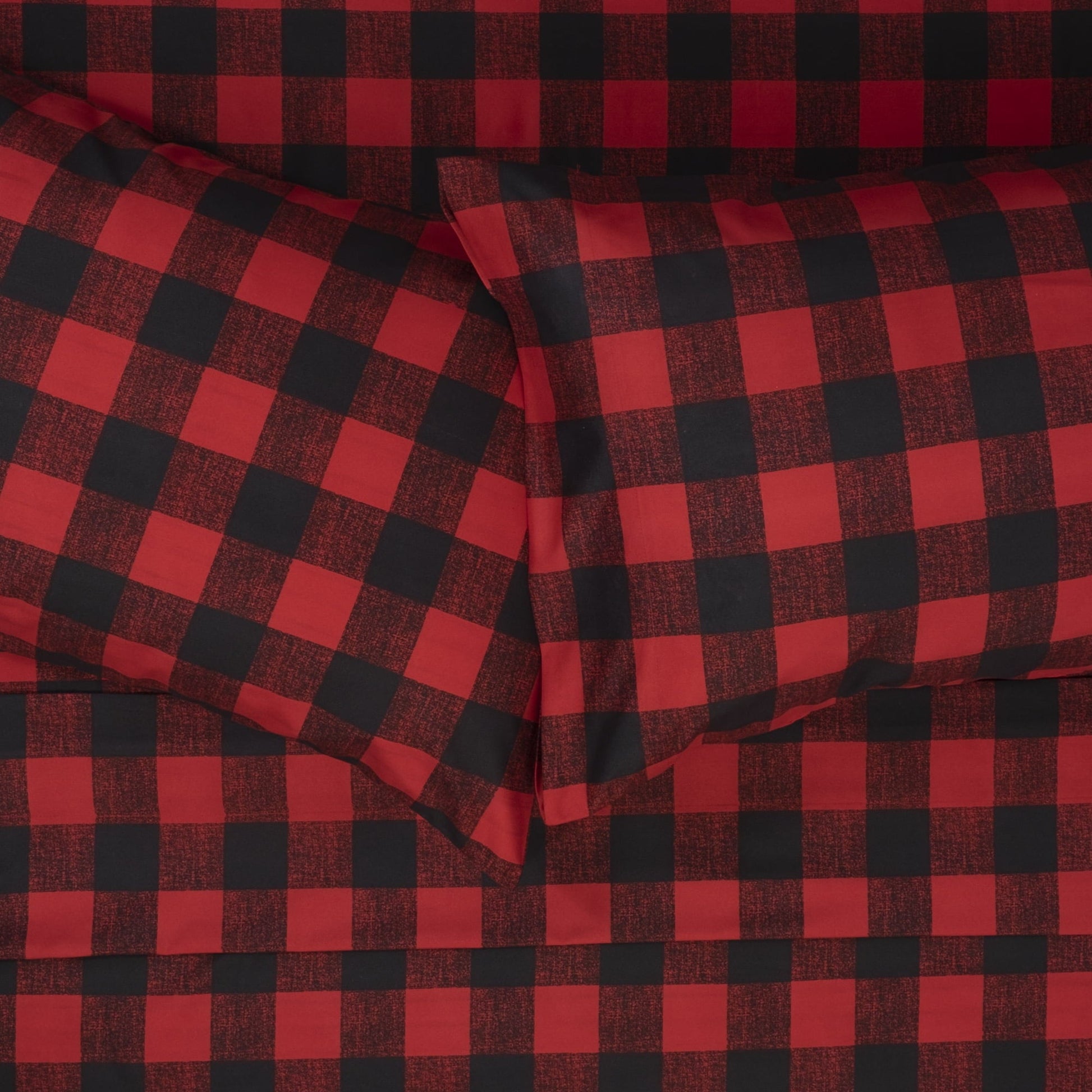 Breathable Luxury Buffalo Plaid Black and Red 4 Piece Bed Sheet Set - Twin - Luxury Bed Sheet Set with Deep Pockets Detail