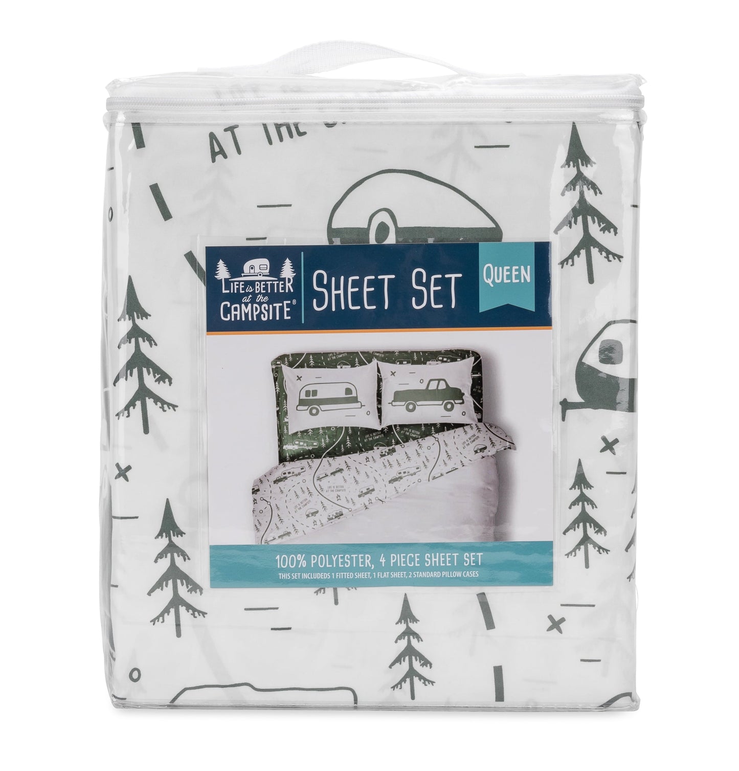 Breathable Luxury RV Queen Bed Sheet Set, Green Map, Polyester (53476) - Premium Ultra-Soft Pillowcase Pair for Sleeping Detail
