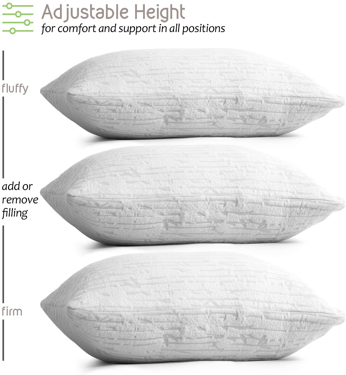 Orthopedic Support Bed Pillow, Bamboo Pillows for Bed, Queen Size Pillows - Decorative Throw Pillow Cushion for Sofa & Bed Detail