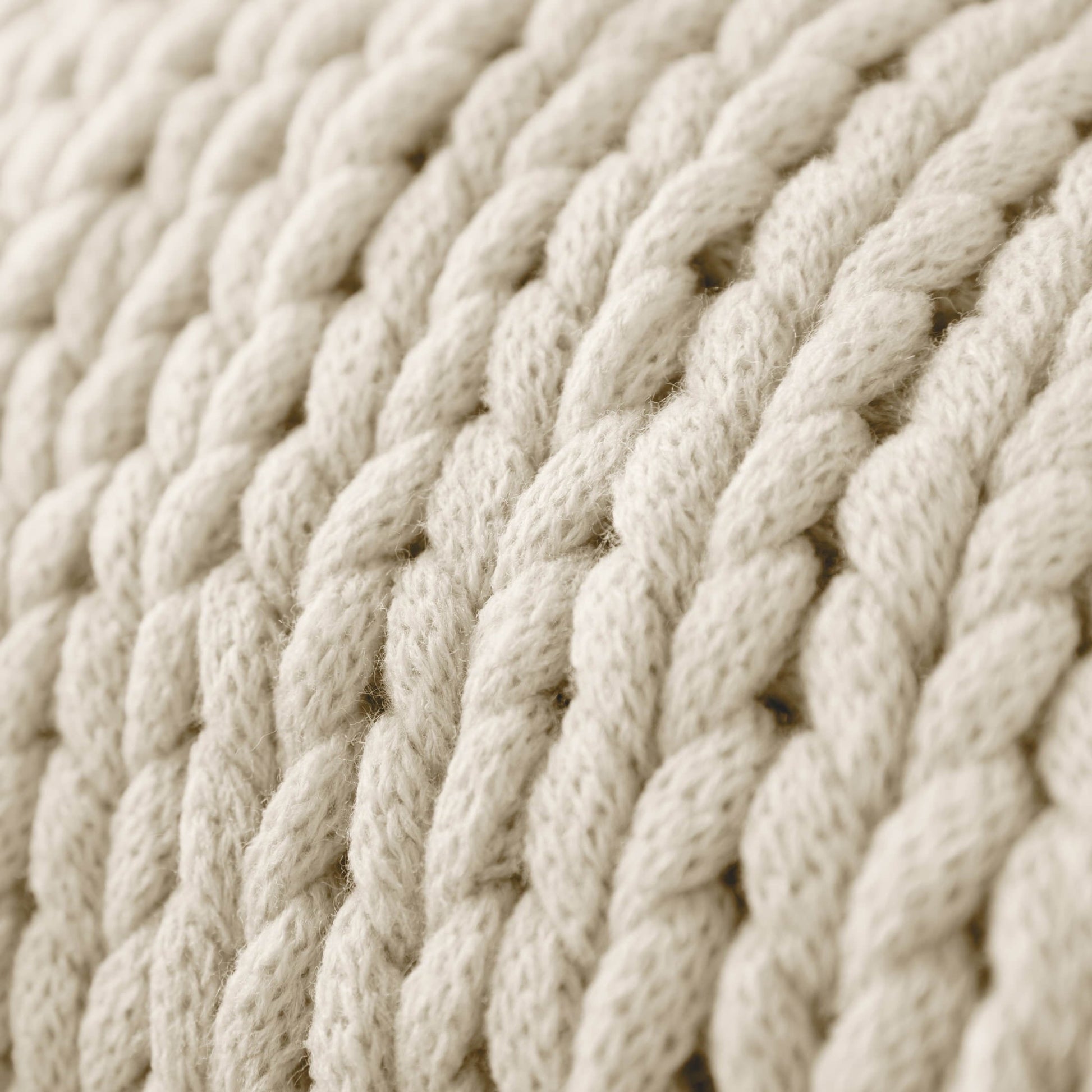 Lightweight Warm Soft & Cozy Chunky Hand-Knit Throw Blanket, Ivory - Lightweight Plush Warm Blanket for All Seasons Detail