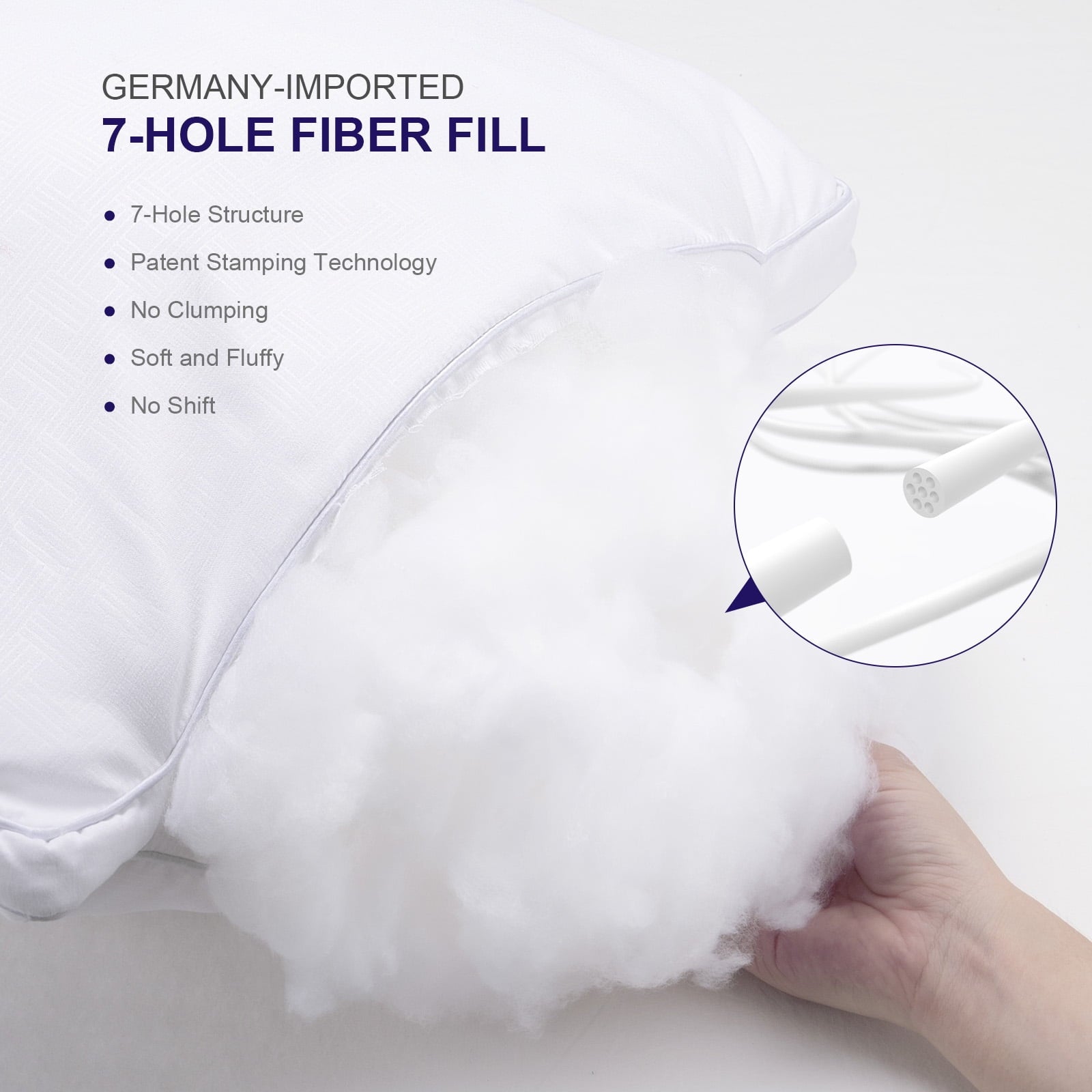 Hotel Collection Bed Pillows 2 Pack Down Alternative Pillows for Bed Queen Size Set of 2 Soft Hotel Collection Gusseted Cooling Pillow... - Hotel Quality Plush Sleeping Pillows Detail