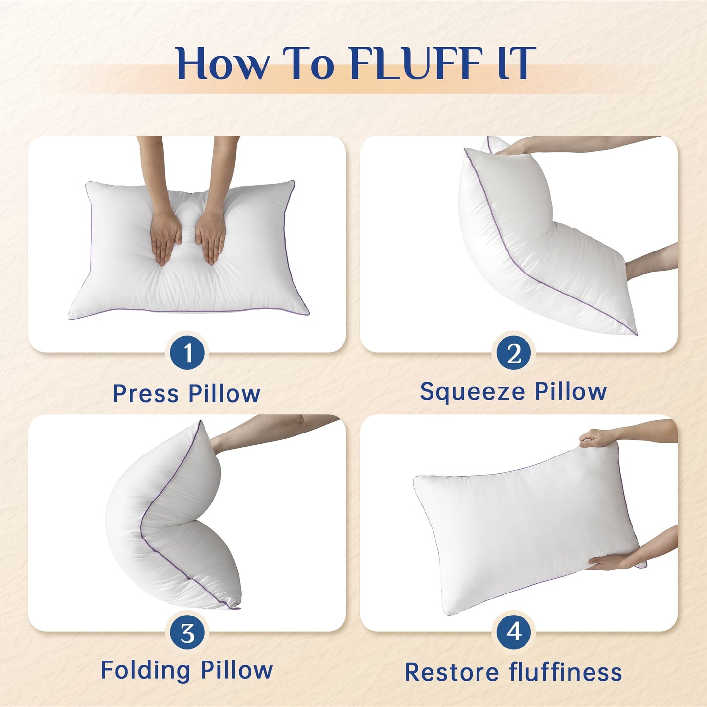 Decorative Plump Pillows Standard Size Set of 2, Hotel Down Alternative Sleeping Bed Pillows for Side Back Stomach Sleepers - Decorative Throw Pillow Cushion for Sofa & Bed Detail