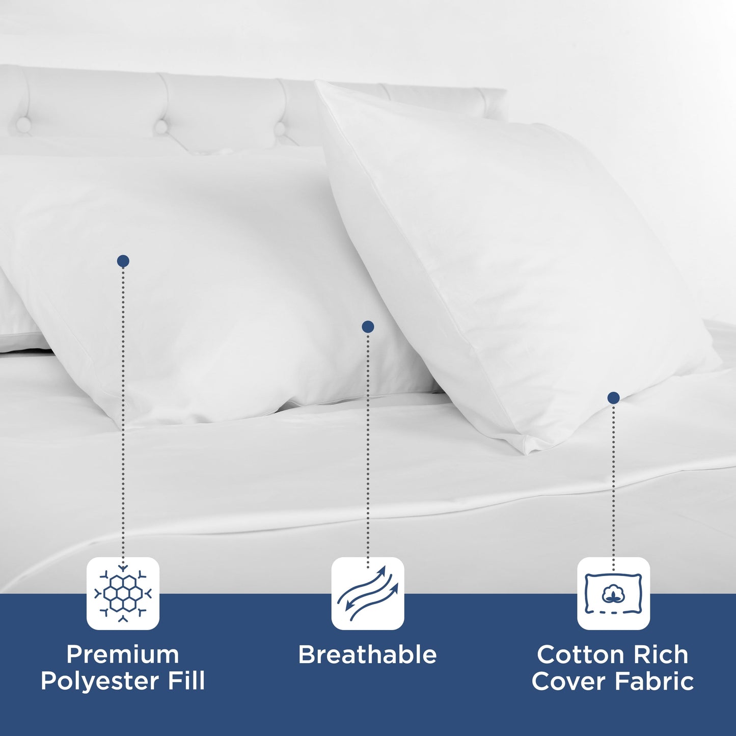 Fluffy Shredded 2-Pack Down Alternative White Bed Pillows, Standard - Ergonomic Memory Foam Pillow for Neck Pain Support Detail