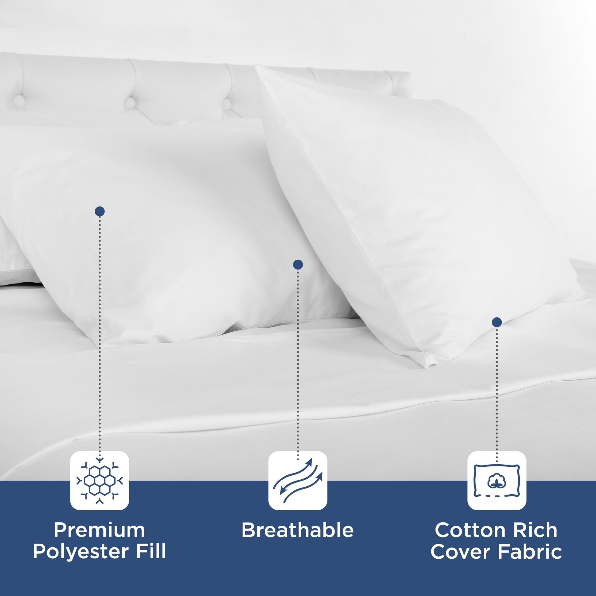 Fluffy Shredded 2-Pack Down Alternative White Bed Pillows, Standard - Ergonomic Memory Foam Pillow for Neck Pain Support Detail