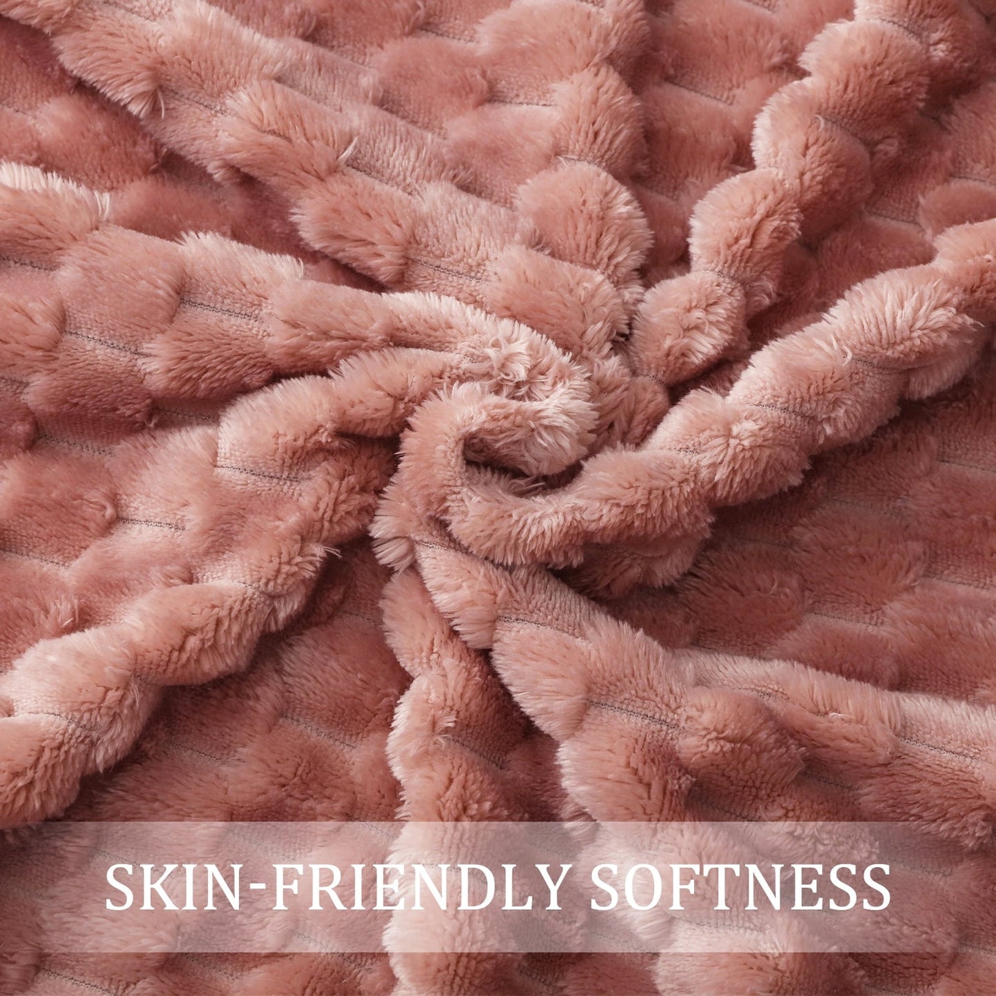 Reversible Sherpa Large Soft Fleece Throw Blanket, 50"x70" Stylish Jacquard Throw Blanket for Couch, Cozy, Warm, Lightweight Dusty Pink... - Super Soft Reversible Sherpa Flannel Blanket Detail