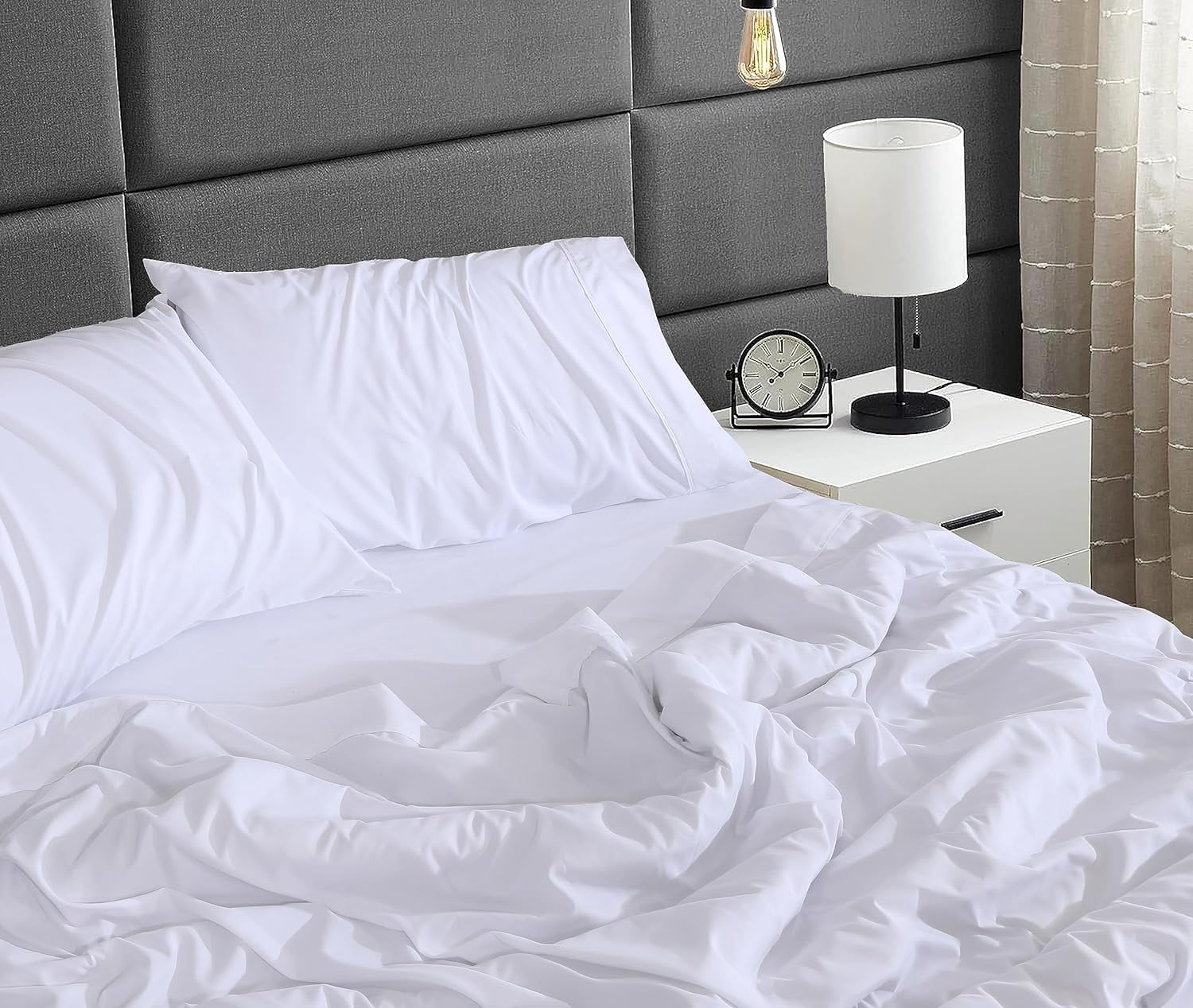 Premium Egyptian Cotton Set - Luxurious Silky Soft Microfiber Bedding - Cozy & Comfy - 15 inch Deep Pocket (Fits up to 17") Hotel Bed - 4 Pcs... - Luxury Bed Sheet Set with Deep Pockets Detail