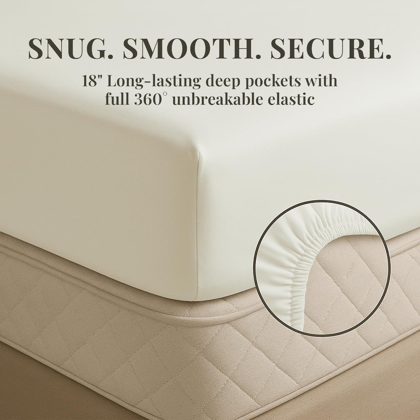 Premium Egyptian Cotton Sacred Thread Rayon Derived , 18'' Deep Pocket Cooling Sheets for Hot Sleepers, 6 PC Cooling Sheets (Queen Size - Luxury Bed Sheet Set with Deep Pockets Detail