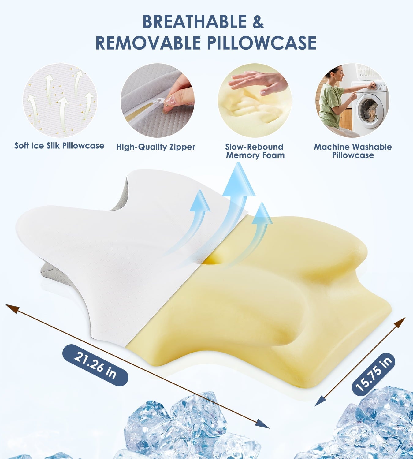 Hotel Collection Cervical Pillow for Neck Pain Relief, Contour Memory Foam Pillows, Odorless Ergonomic Neck Pillow Adjustable Orthoped... - Ergonomic Memory Foam Pillow for Neck Pain Support Detail