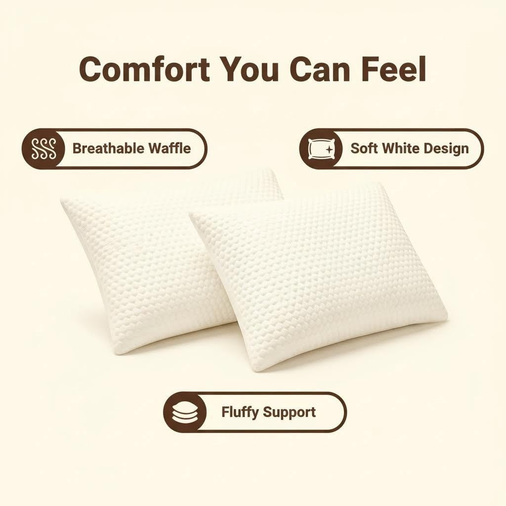 Fluffy Shredded Queen Size Latex Pillow (2 Pack) Shredded Natural Latex Cooling Bed Pillows for Side & Back Sleepers, Medium Firm Sup... - Hotel Quality Plush Sleeping Pillows Detail