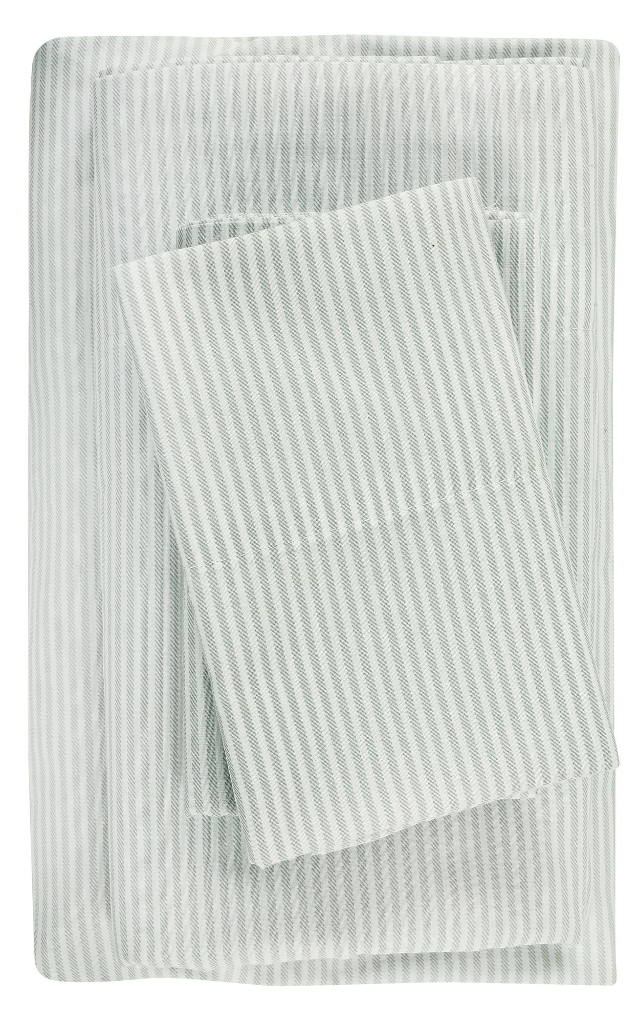 Cooling Sateen Easy Care 300 Thread Count Cotton Rich Percale Sheet Set, King, Grey Stripes - Cooling Hotel Quality Bedding Sheets and Pillowcases Detail