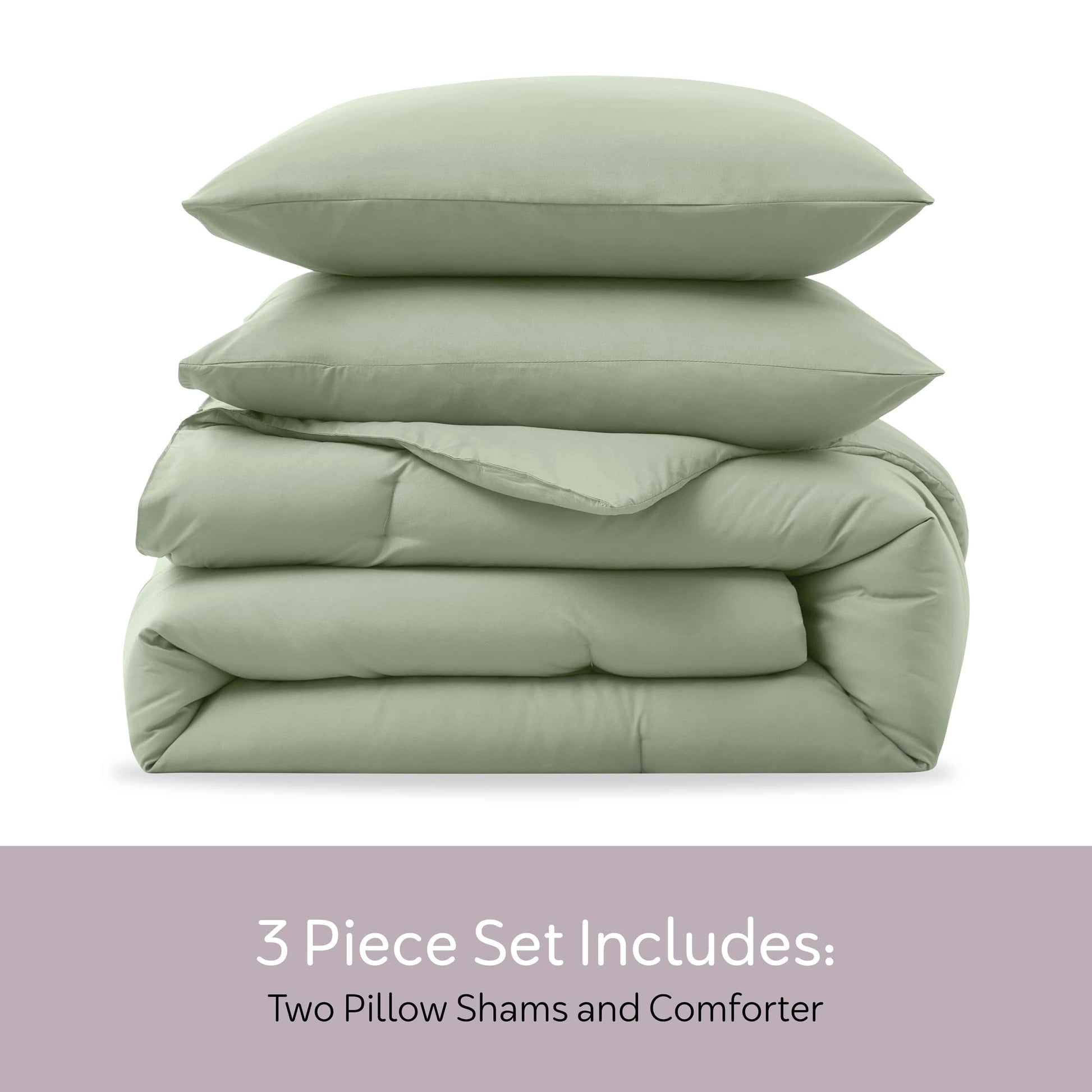 All-Season Comforter Sets, All Season Lightweight Solid Queen Comforter Set, 3-Pc Bedding Sets, Sage Green - All-Season Down Alternative Comforter Insert Detail