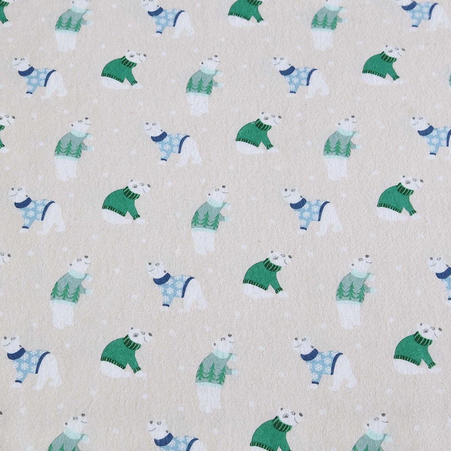 Cooling Sateen Winter Nights Cotton Flannel Sheet Set, King, Holiday Bears - Premium Ultra-Soft Pillowcase Pair for Sleeping Detail