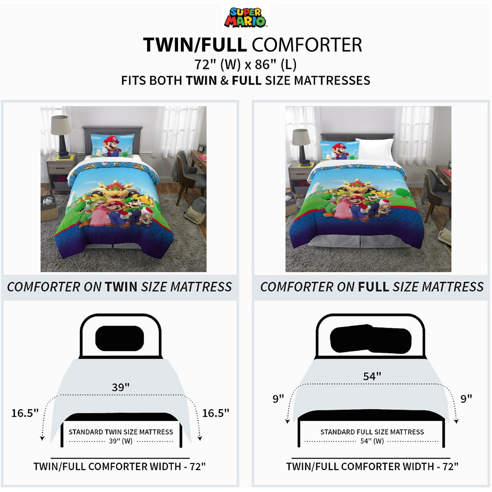 Hypoallergenic Cloud Kids Comforter and Pillowcase, 2-Piece Set, Twin/Full, Reversible - Hypoallergenic Ultra-Fluffy Quilt for Winter Detail