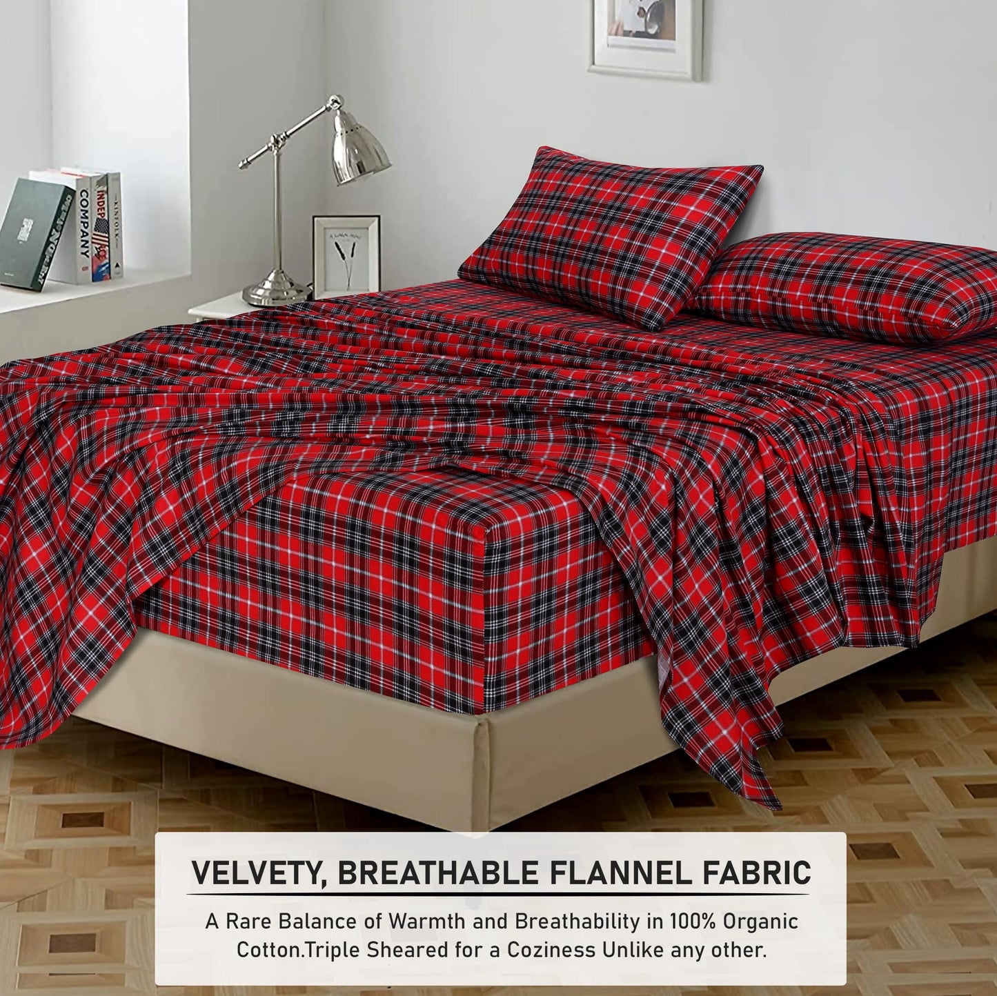 Ultra-Soft Flannel Sheets Queen Size - 100% Cotton Double Brushed Bed Sheets, Deep Pockets 16 Inches Queen Sheet Set, All Season... - Premium Ultra-Soft Pillowcase Pair for Sleeping Detail