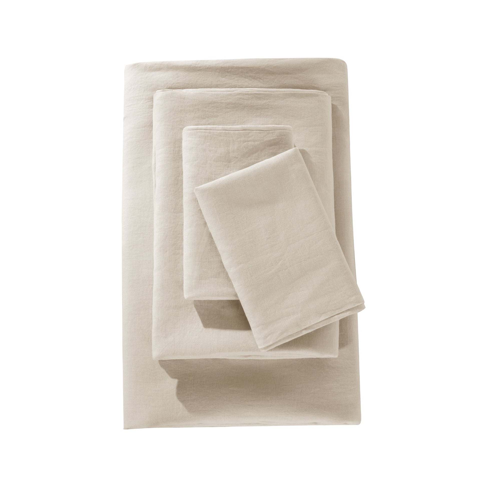 Breathable Luxury Natural Linen Cotton Bed Sheets Set, Deep Pocket - Breathable - Durable - 4 Pieces (Linen, Queen) - Breathable Egyptian Cotton Flat & Fitted Sheets Detail