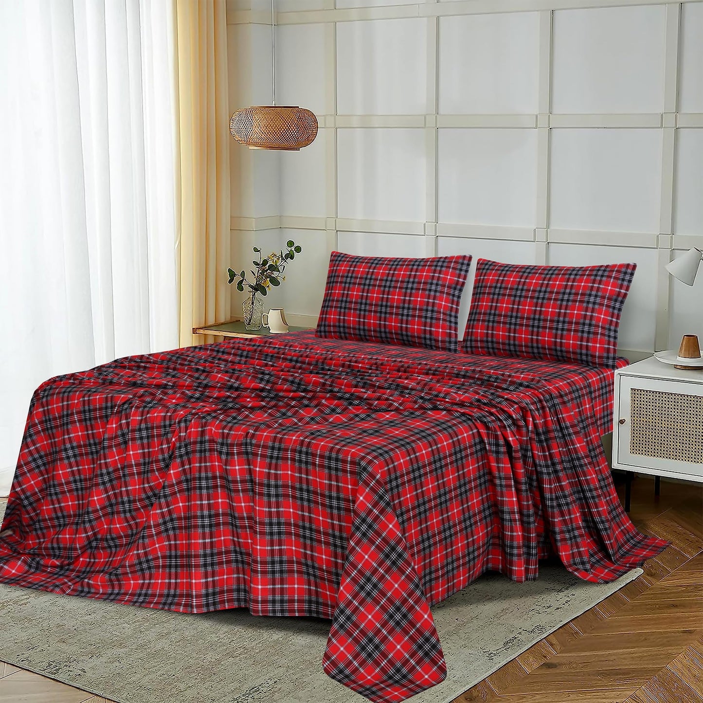Ultra-Soft Flannel Sheets Queen Size - 100% Cotton Double Brushed Bed Sheets, Deep Pockets 16 Inches Queen Sheet Set, All Season... - Premium Ultra-Soft Pillowcase Pair for Sleeping Detail