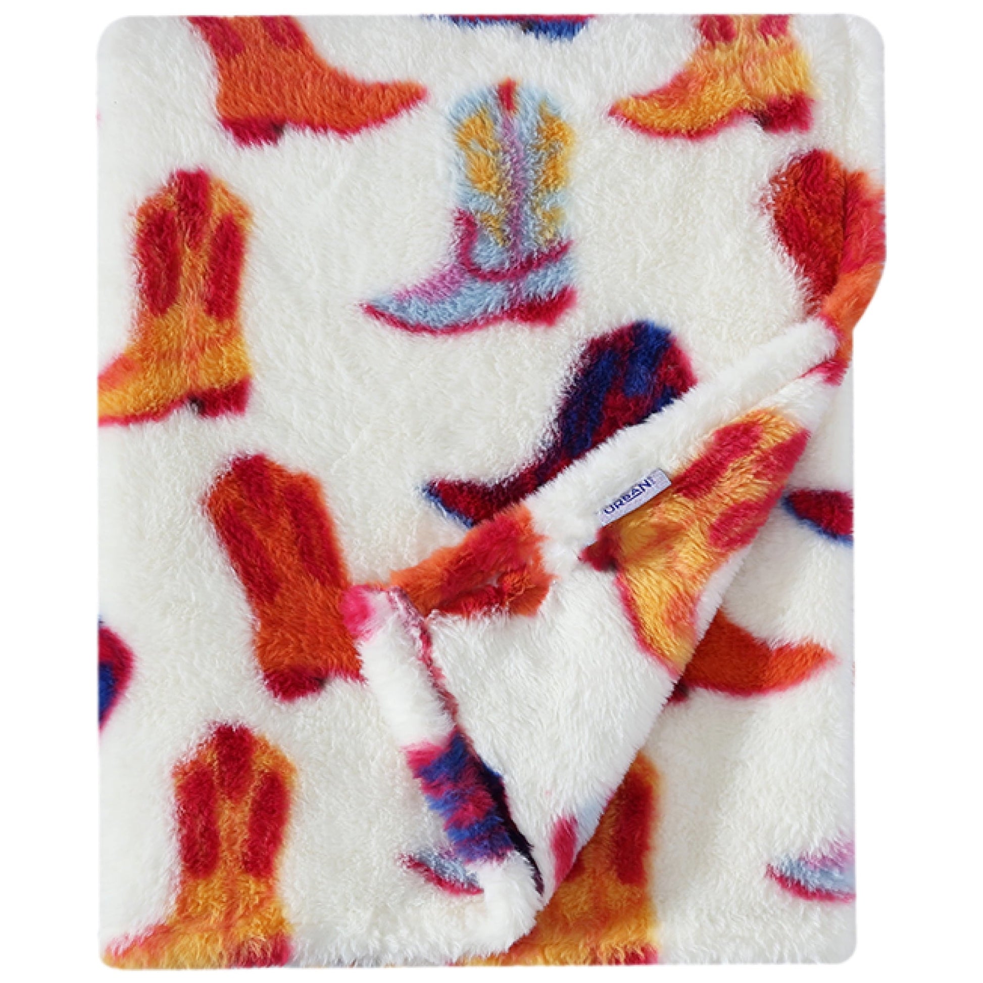 Reversible Sherpa 50" x 60" Cowboy Western Faux Fur Throw for Teens and Young Adults - Luxury Knitted Decorative Throw Blanket with Fringes Detail