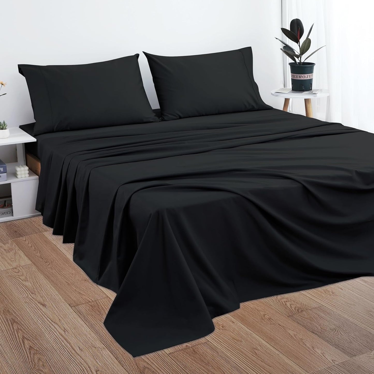 Premium Egyptian Cotton Sheet Only, 600 Thread Count 100% Egyptian Top Sheet 1Pcs, Cool & Breathable Bed Sheets Wrinkle, Fade, Stain Resistan... - Luxury Bed Sheet Set with Deep Pockets Detail