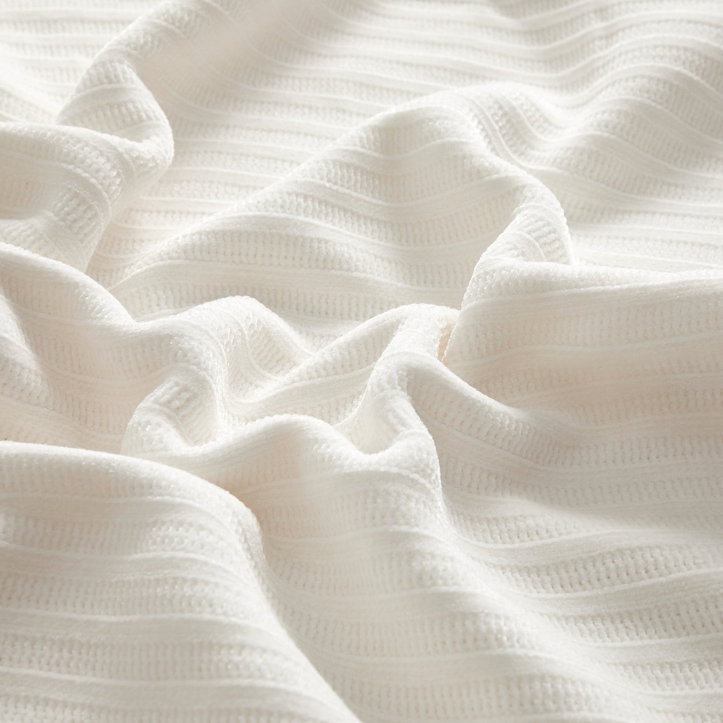 Cozy Fleece Cozy Chenille Reverse to Plush Soft Couch Throw, Vanilla Dream, Standard Size - Luxury Knitted Decorative Throw Blanket with Fringes Detail
