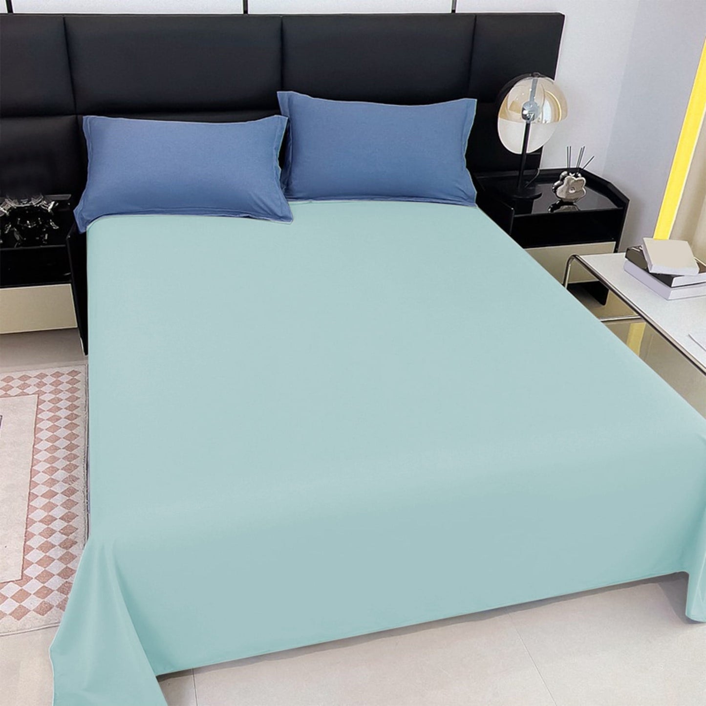 Breathable Luxury Under $5 Clearance! InsCrazy Bed Sheet, 100% Cotton Household Solid Color, Soft and breathable Bed Sheet Piece 66 x 96" - Premium Ultra-Soft Pillowcase Pair for Sleeping Detail