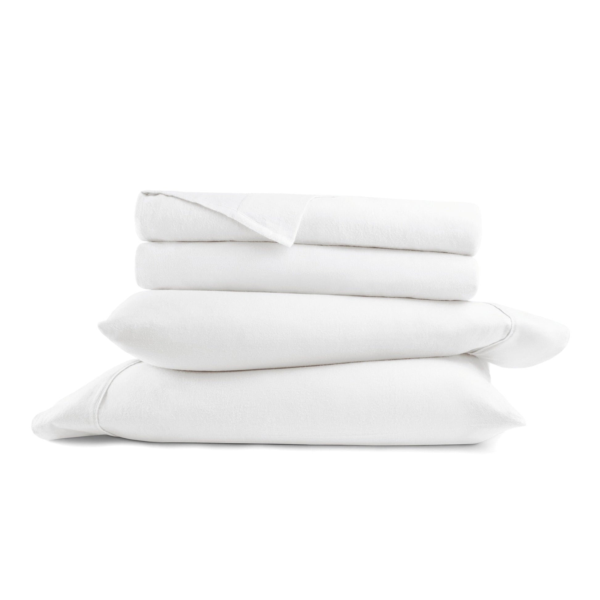 Ultra-Soft 100% Cotton Flannel Bed Sheets Set for Full Size Bedding in White - Luxury Bed Sheet Set with Deep Pockets Detail