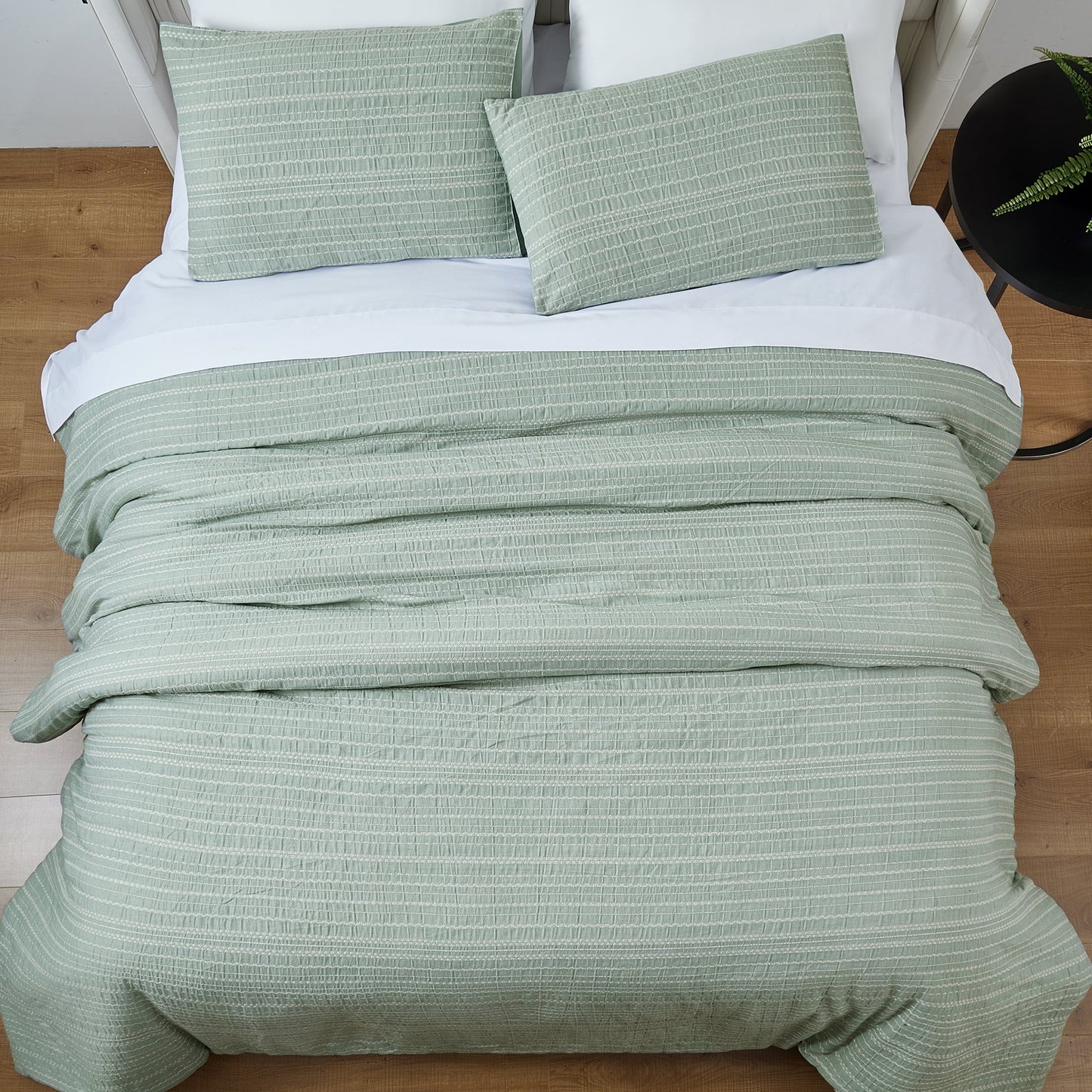 Hypoallergenic Cloud Crafted Woven 3-Piece Comforter Set, Green River, Full Queen, All Ages - Hypoallergenic Ultra-Fluffy Quilt for Winter Detail