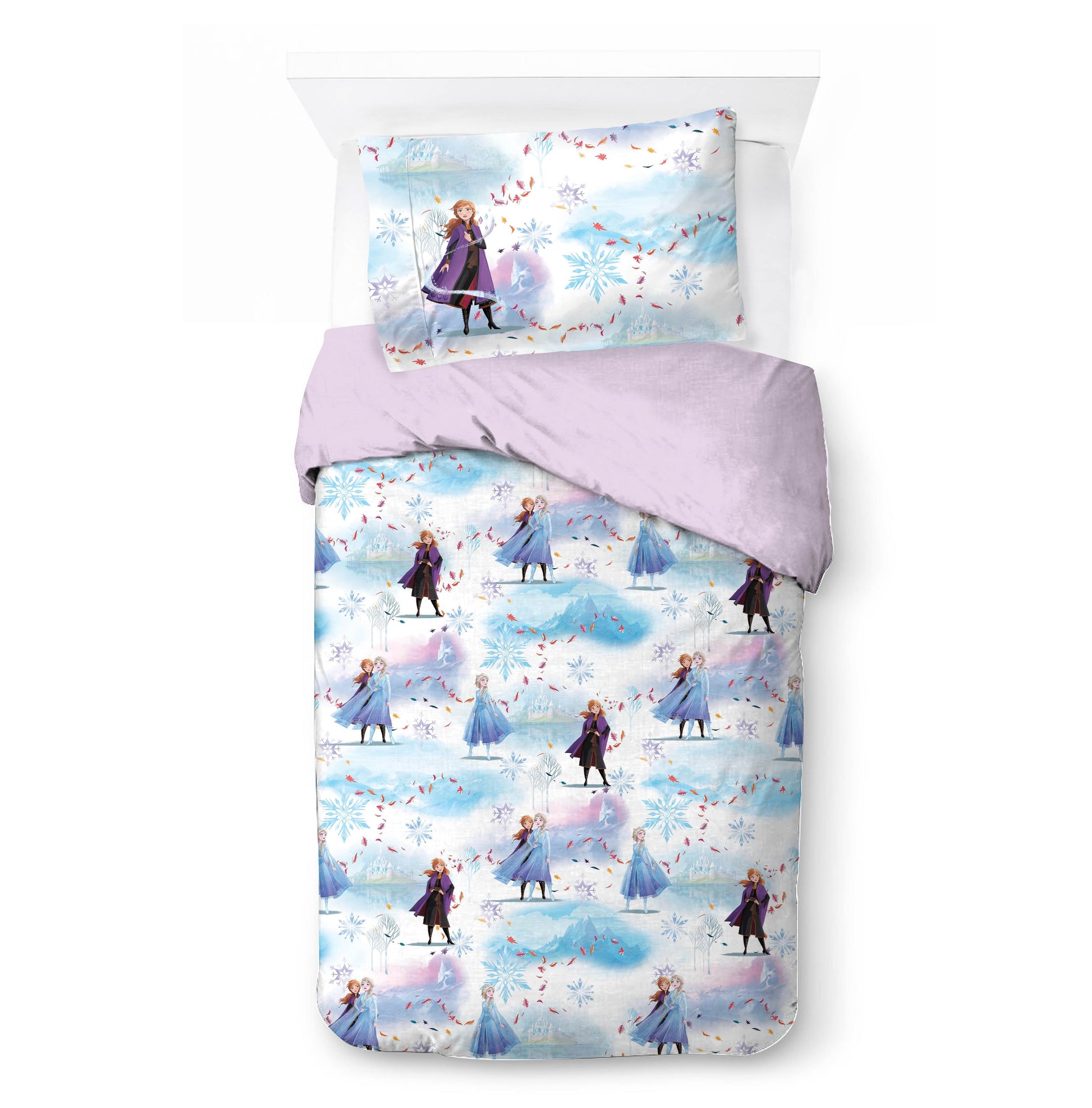 Fluffy Down Alternative Frozen Winter Frost Adventures 2-Piece Twin/Full Reversible Comforter Set, Polyester Microfiber, Blue & Purple - Cloud-Like Soft Lightweight Bed Comforter Detail