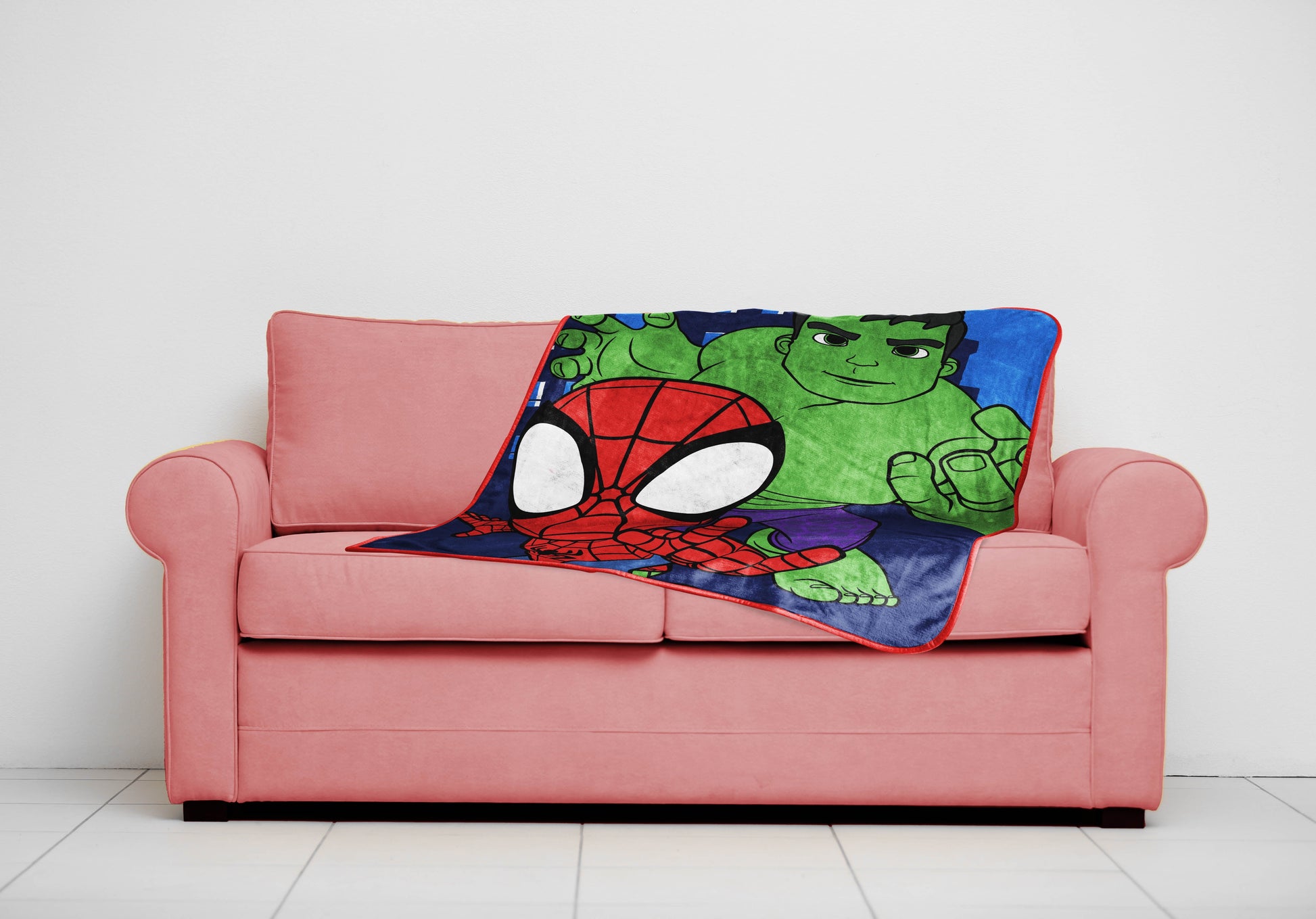 Reversible Sherpa Spidey & His Amazing Friends Kids Throw, 46 x 60, Microfiber, Blue, Marvel - Luxury Knitted Decorative Throw Blanket with Fringes Detail