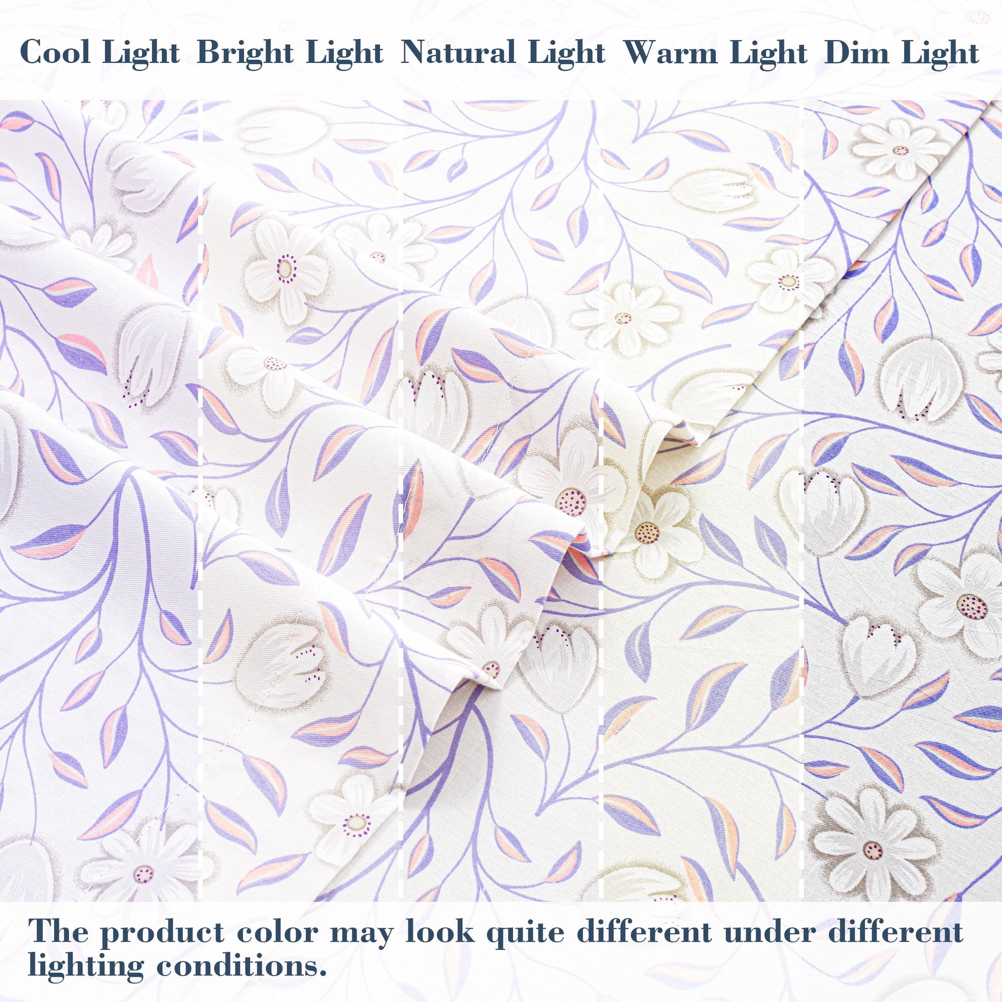 Ultra-Soft 100% Cotton Full Size Sheets,4 Piece Pure Percale Bed Sheets Set Deep Pocket Fits Mattress Upto 15",floral vine pattern - Luxury Bed Sheet Set with Deep Pockets Detail