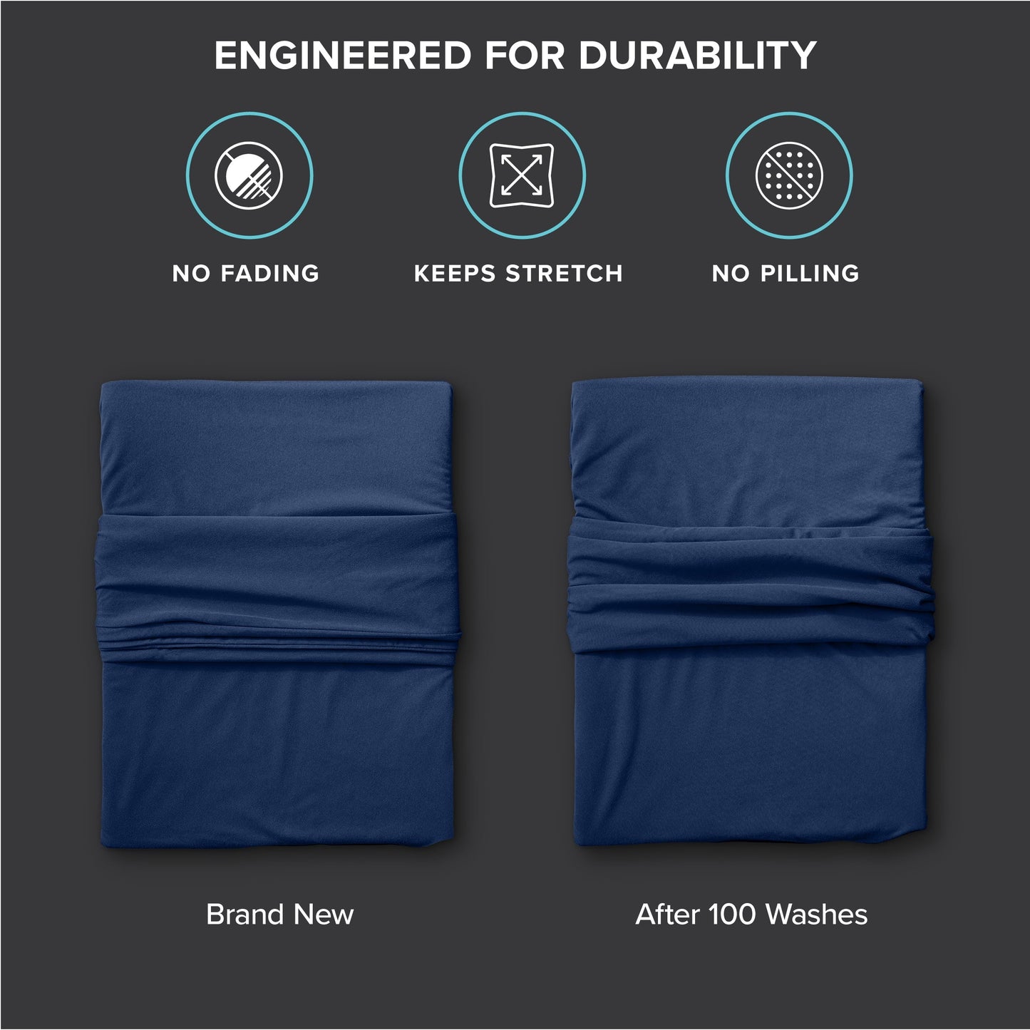 Breathable Luxury Cooling Performance Jersey Knit Stretch Sheet Set, Moisture-Wicking & Breathable, 4-Way Stretch Bed Sheets, Envelope ... - Premium Ultra-Soft Pillowcase Pair for Sleeping Detail