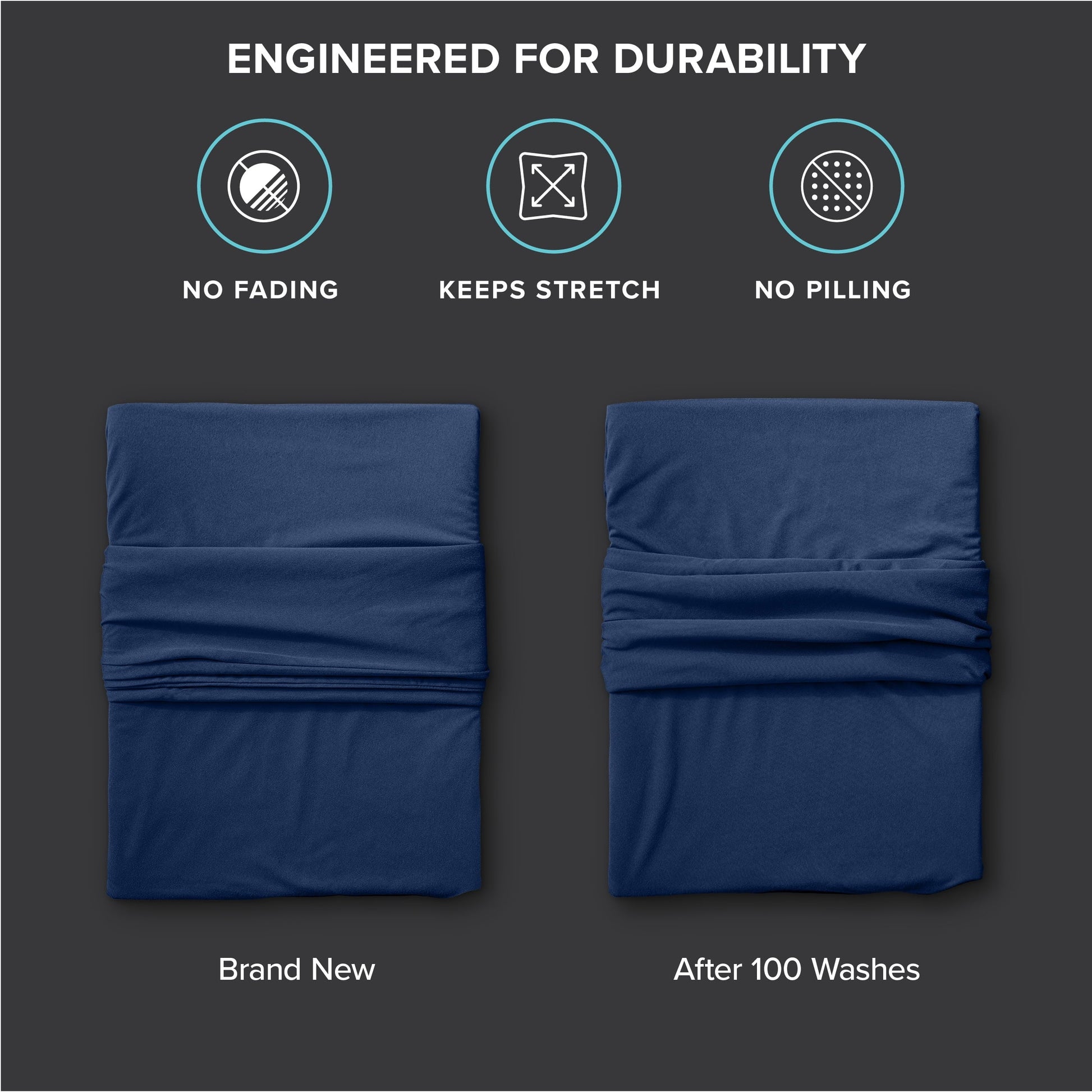 Breathable Luxury Cooling Performance Jersey Knit Stretch Sheet Set, Moisture-Wicking & Breathable, 4-Way Stretch Bed Sheets, Envelope ... - Premium Ultra-Soft Pillowcase Pair for Sleeping Detail