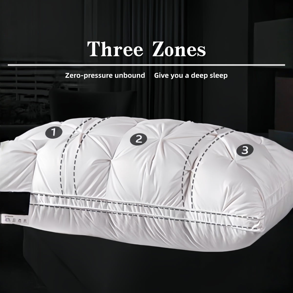 Orthopedic Support 2-Pack 3-Line Grid Bed Pillow (20.1" x 13.97") - Soft, Breathable and Hypoallergenic - Hotel Quality Plush Sleeping Pillows Detail