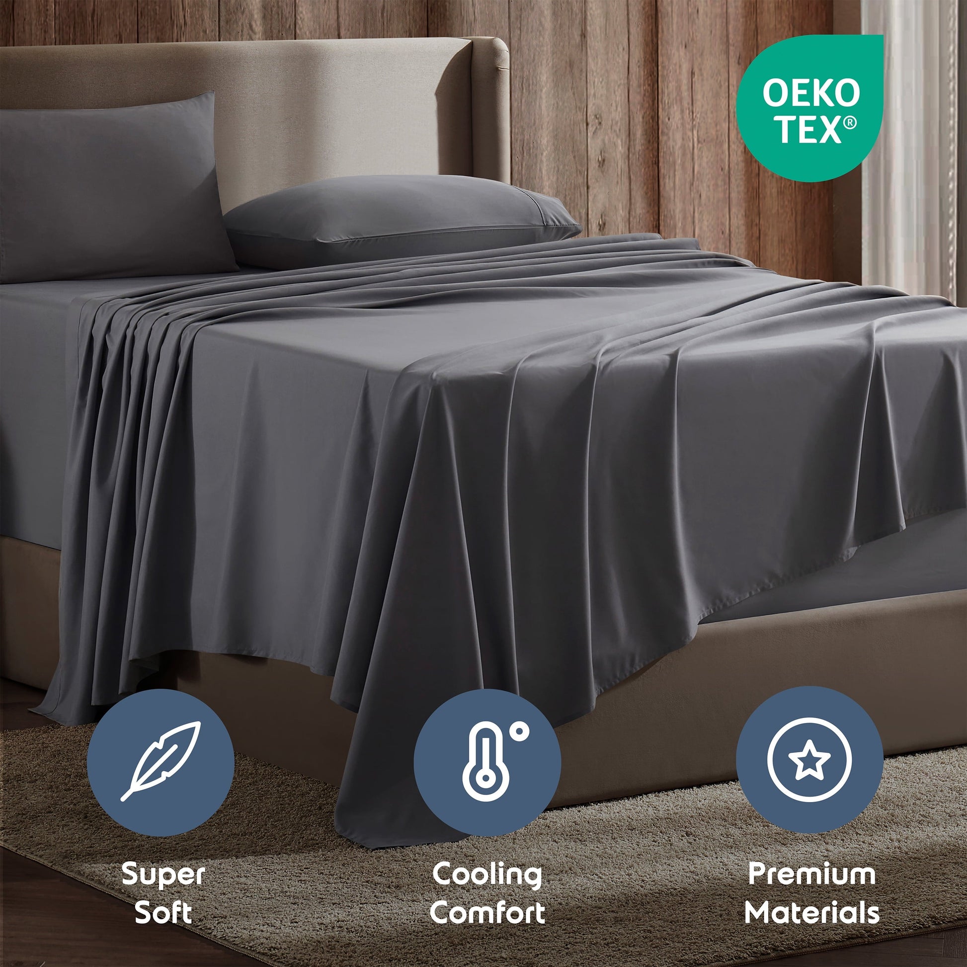 Wrinkle-Resistant Queen Sheets Set, 1800 Series Extra Deep Pocket Sheets Queen Soft Microfiber Bed Sheets, 4 Piece Queen Sheet sets - Cooling Hotel Quality Bedding Sheets and Pillowcases Detail