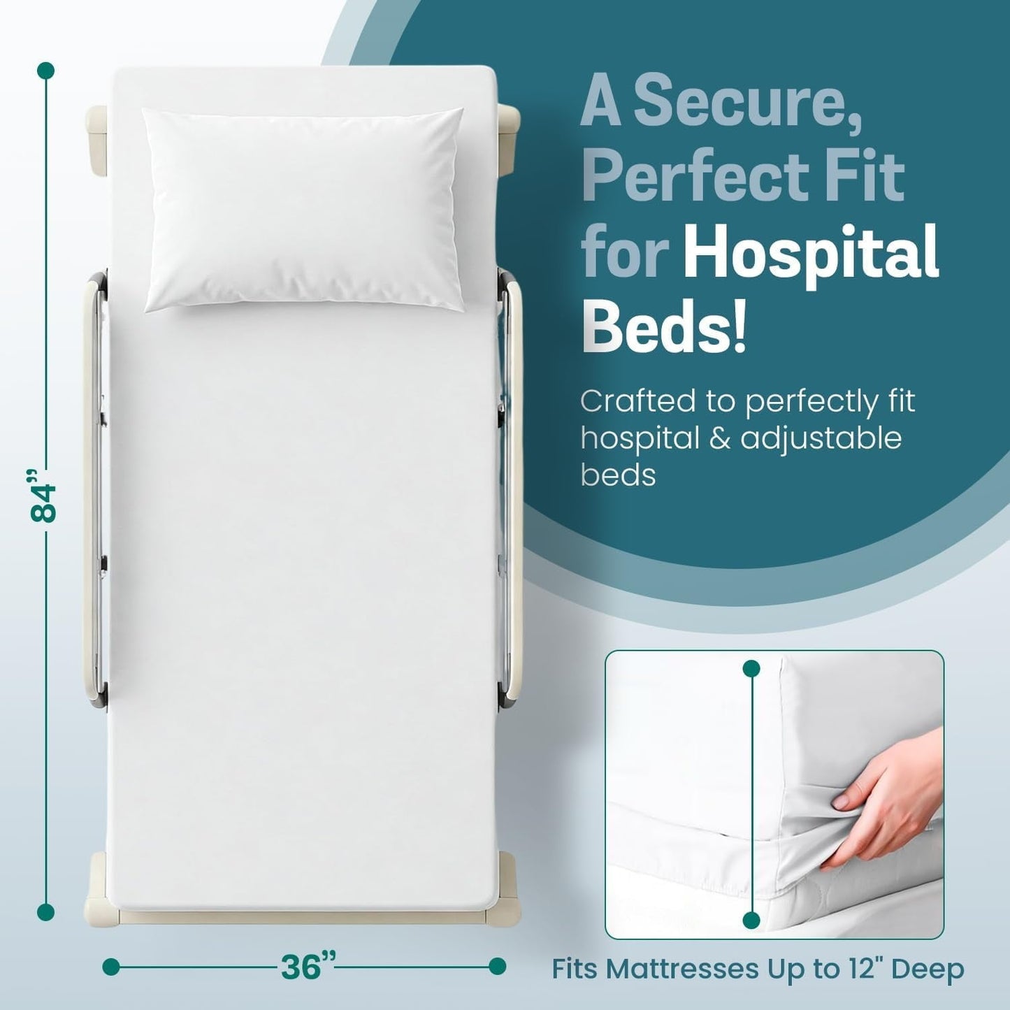Breathable Luxury 2 Pack Fitted Hospital Bed Sheets with Elastic All Around for a Double Brushed Ultra Soft Breathable 100% Microfiber ... - Cooling Hotel Quality Bedding Sheets and Pillowcases Detail