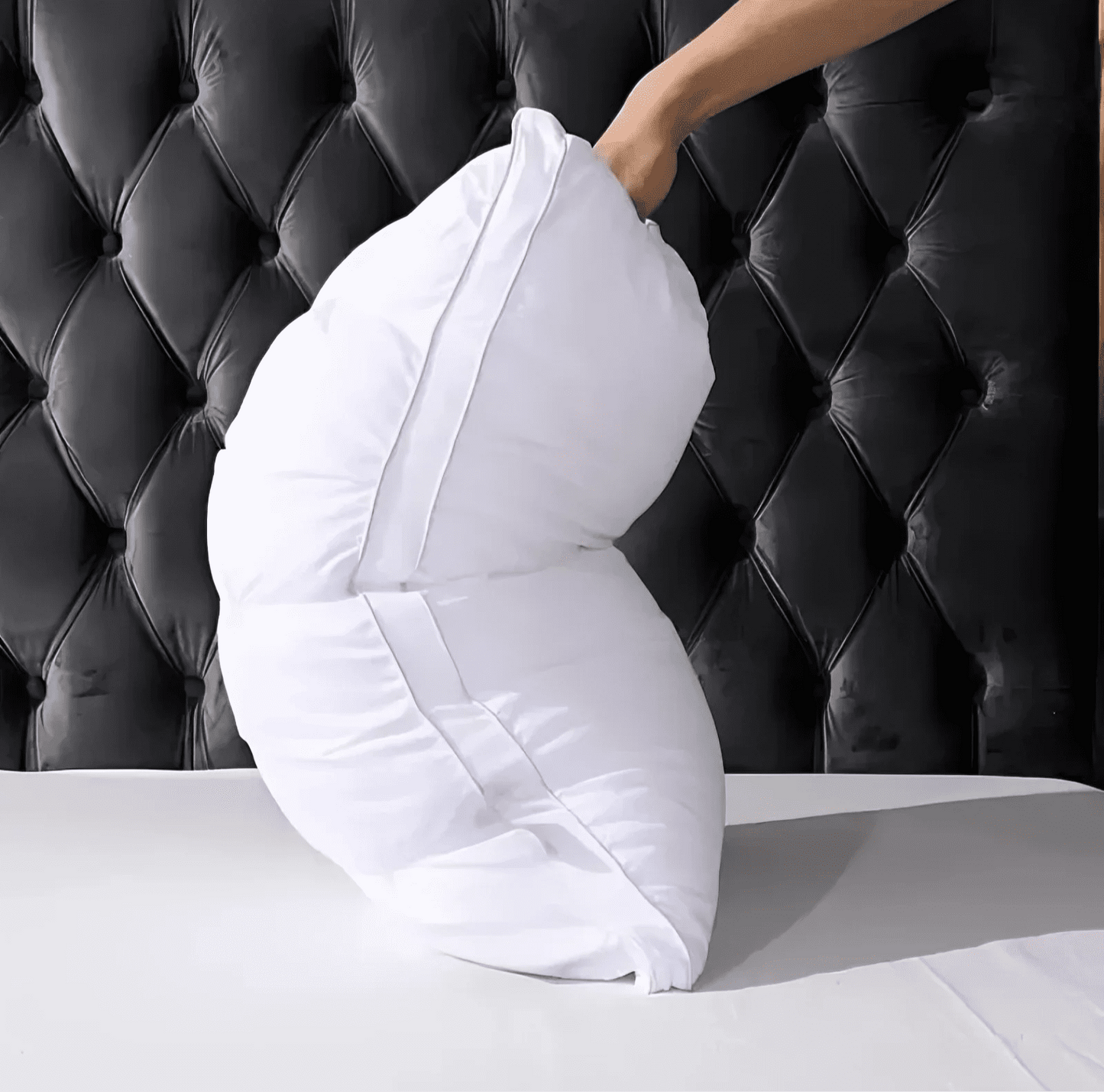 Decorative Plump Queen Size Bed Pillows Set of 2, Hotel Quality, Down Alternative Gusseted Bed Pillows for Side, Back, or Stomach Slee... - Orthopedic Shredded Foam Bed Pillow Set Detail