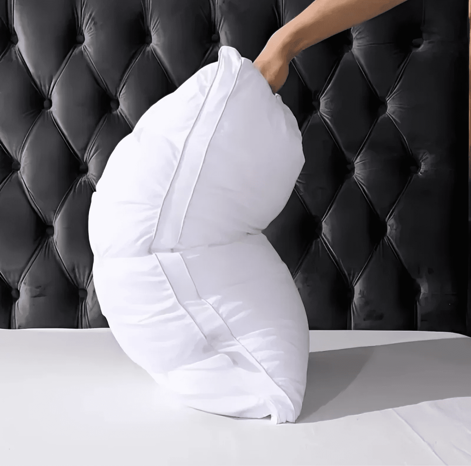Decorative Plump Queen Size Bed Pillows Set of 2, Hotel Quality, Down Alternative Gusseted Bed Pillows for Side, Back, or Stomach Slee... - Orthopedic Shredded Foam Bed Pillow Set Detail