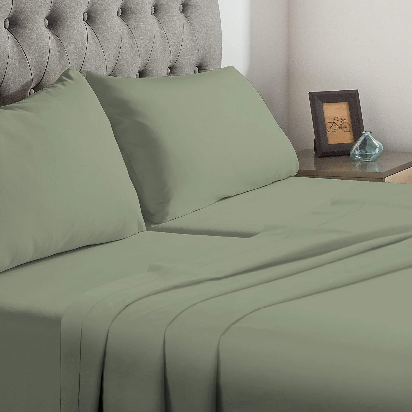 Ultra-Soft Split-California King Bed Sheet Set (5-Pieces) Adjustable Bed Sheets - 800 Thread Count 100% Egyptian Cotton - 15" De... - Breathable Egyptian Cotton Flat & Fitted Sheets Detail
