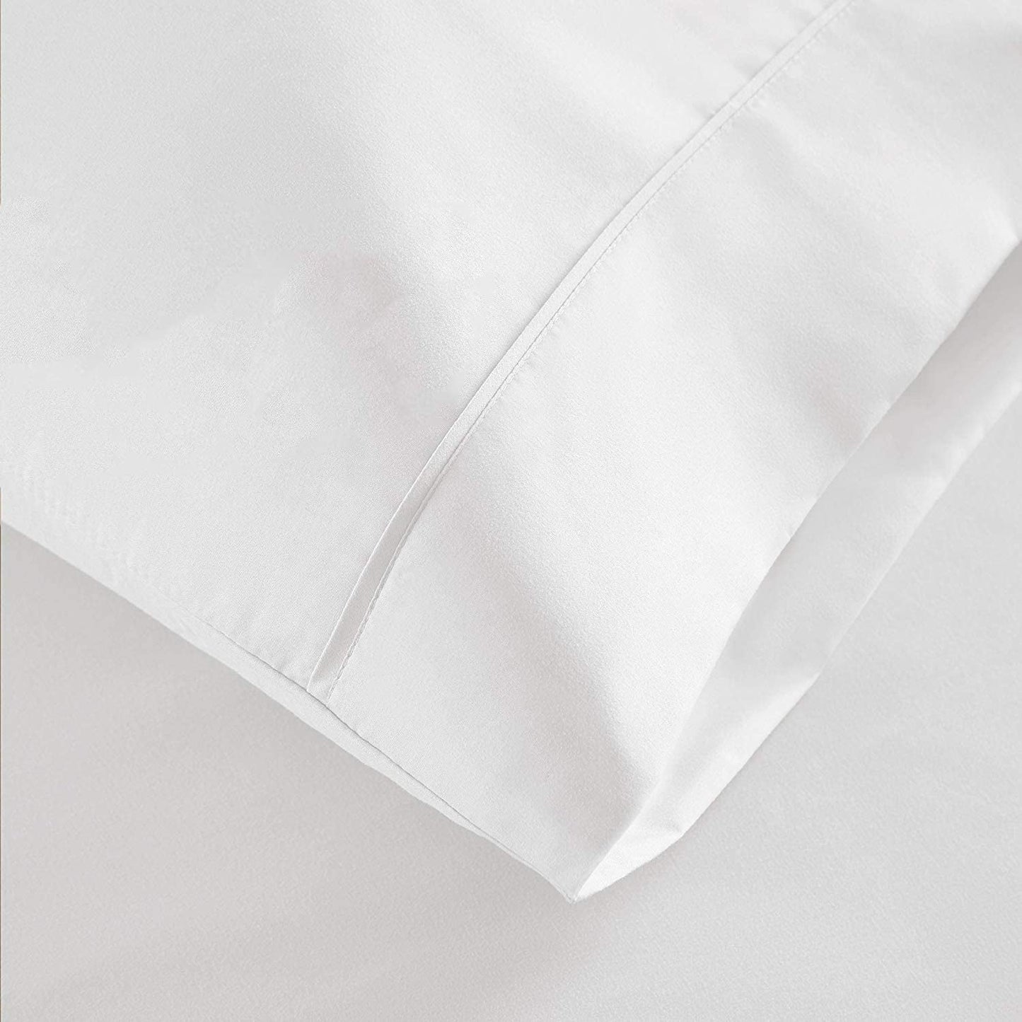 Breathable Luxury 100% Cotton Hospital Bedsheets Set - 1 Flat Sheet, 1 Fitted Sheet (10" Inch) Deep Pocket, 1 Pillowcase, Best & Comfor... - Premium Ultra-Soft Pillowcase Pair for Sleeping Detail